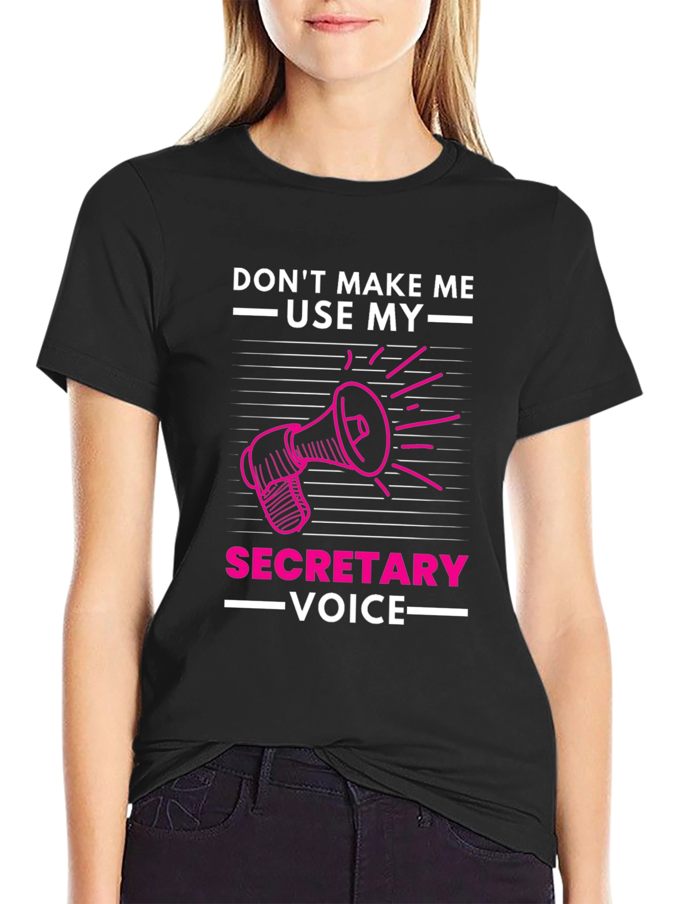 Black Funny Secretary Voice Graphic T-Shirt view 2