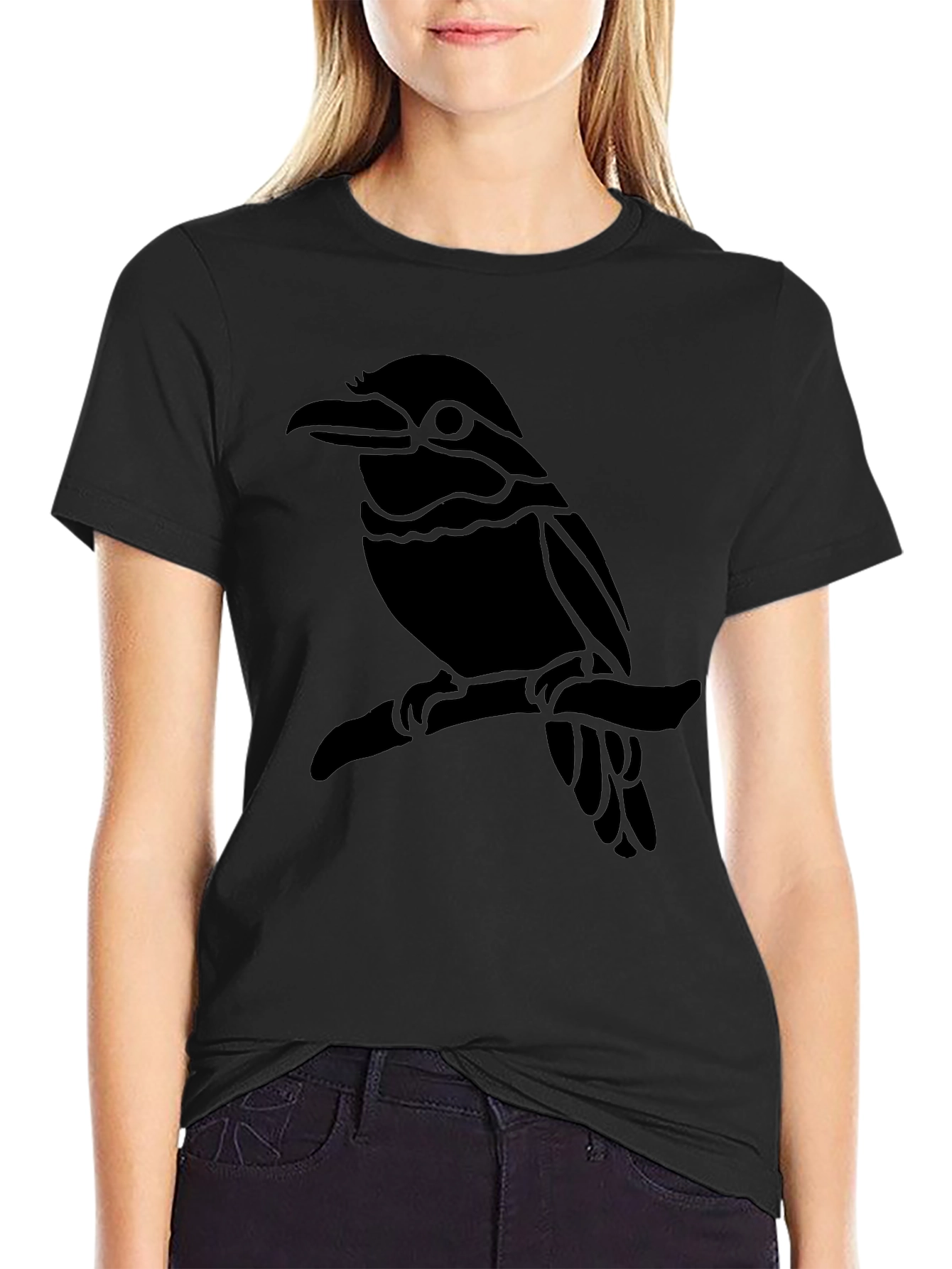 Black Bird Graphic Black T-Shirt - Casual Style view 2