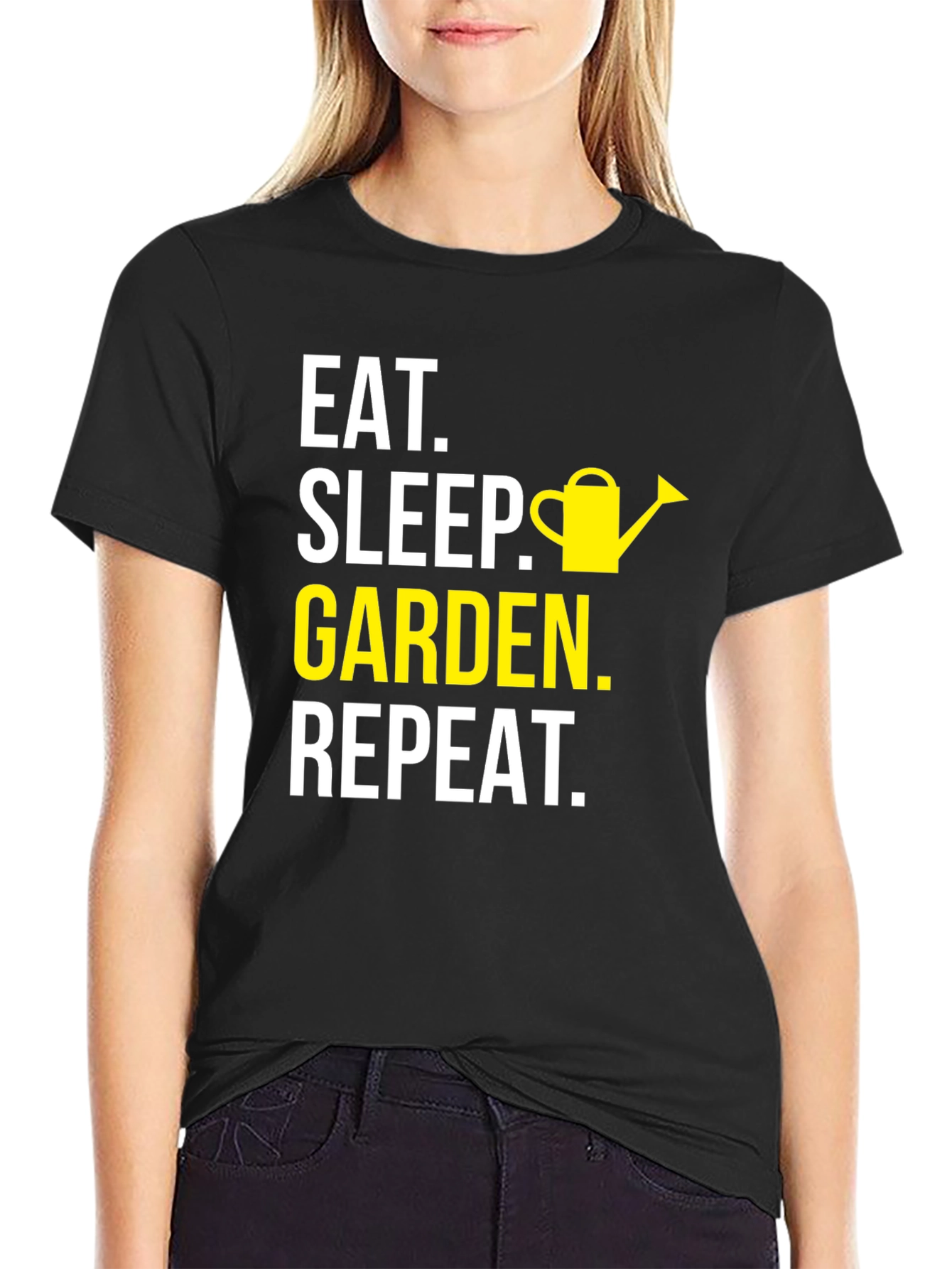 Black Eat Sleep Garden Repeat Black T-Shirt view 2