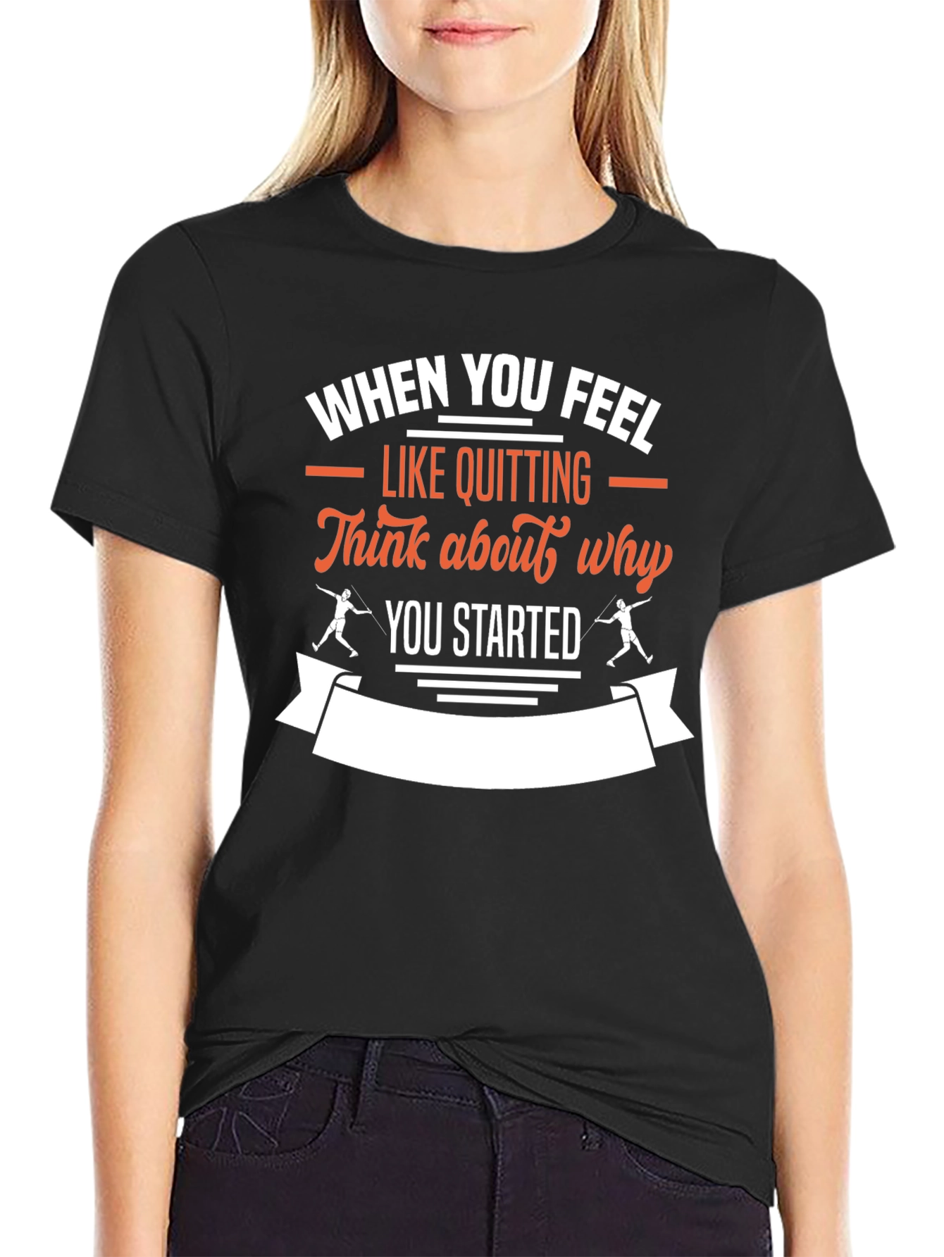 Black Motivational T-Shirt: When You Feel Like Quitting view 2