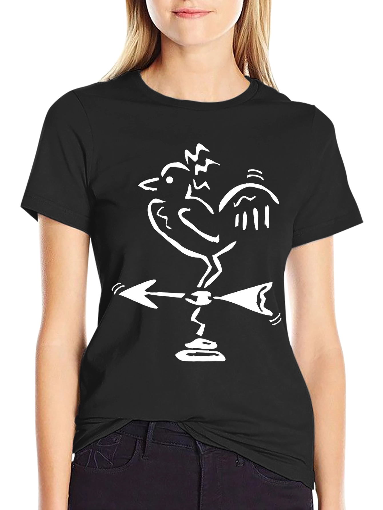 Black Rooster Weathervane Graphic Tee - Black Cotton Blend view 2