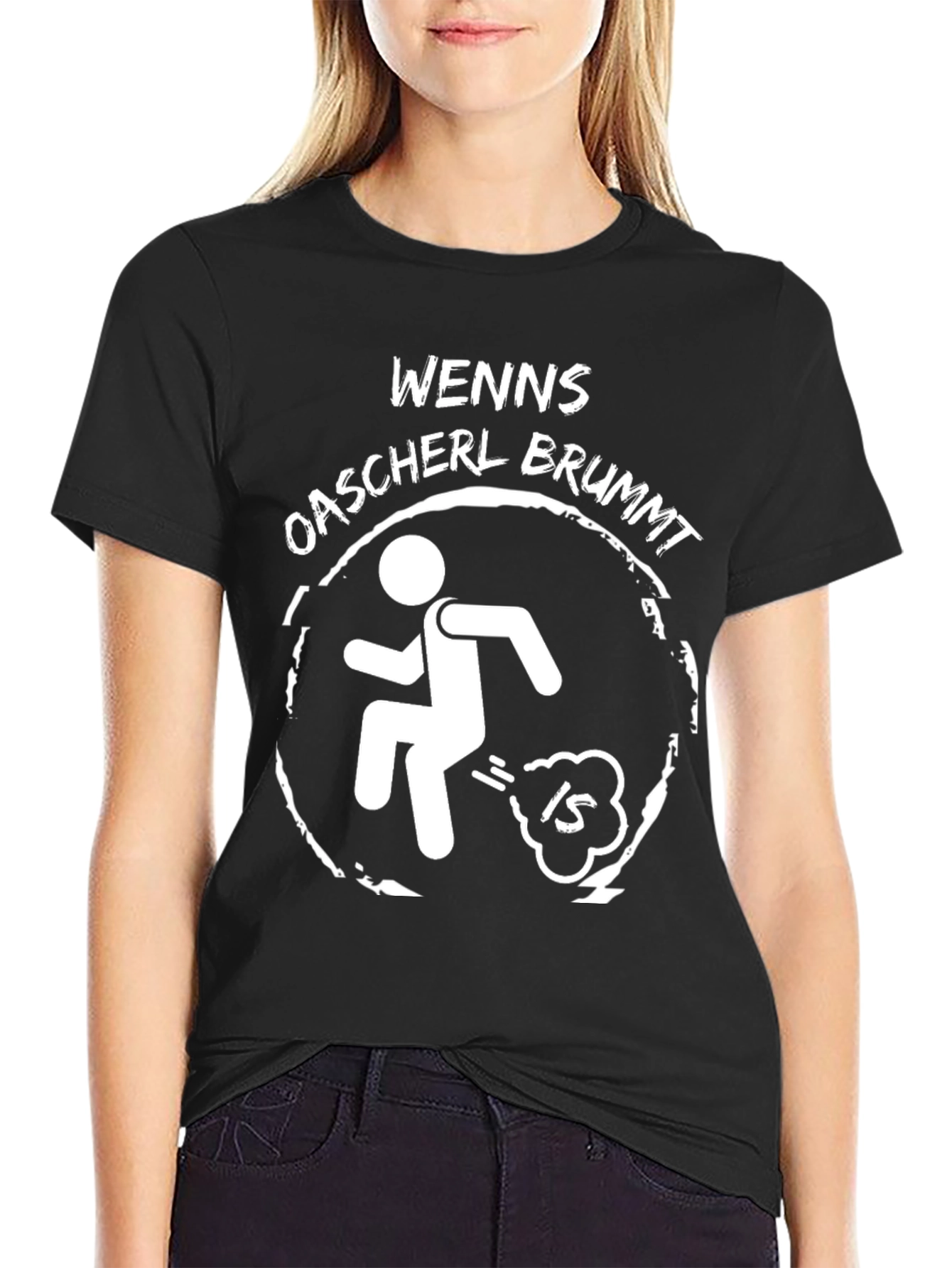 Black Funny Graphic Tee - 'Wenns Oascherl Brummt' view 2