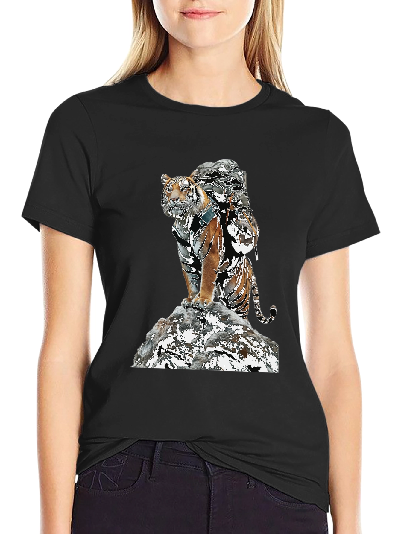 Black Tiger Graphic Tee - Black Cotton Blend view 2