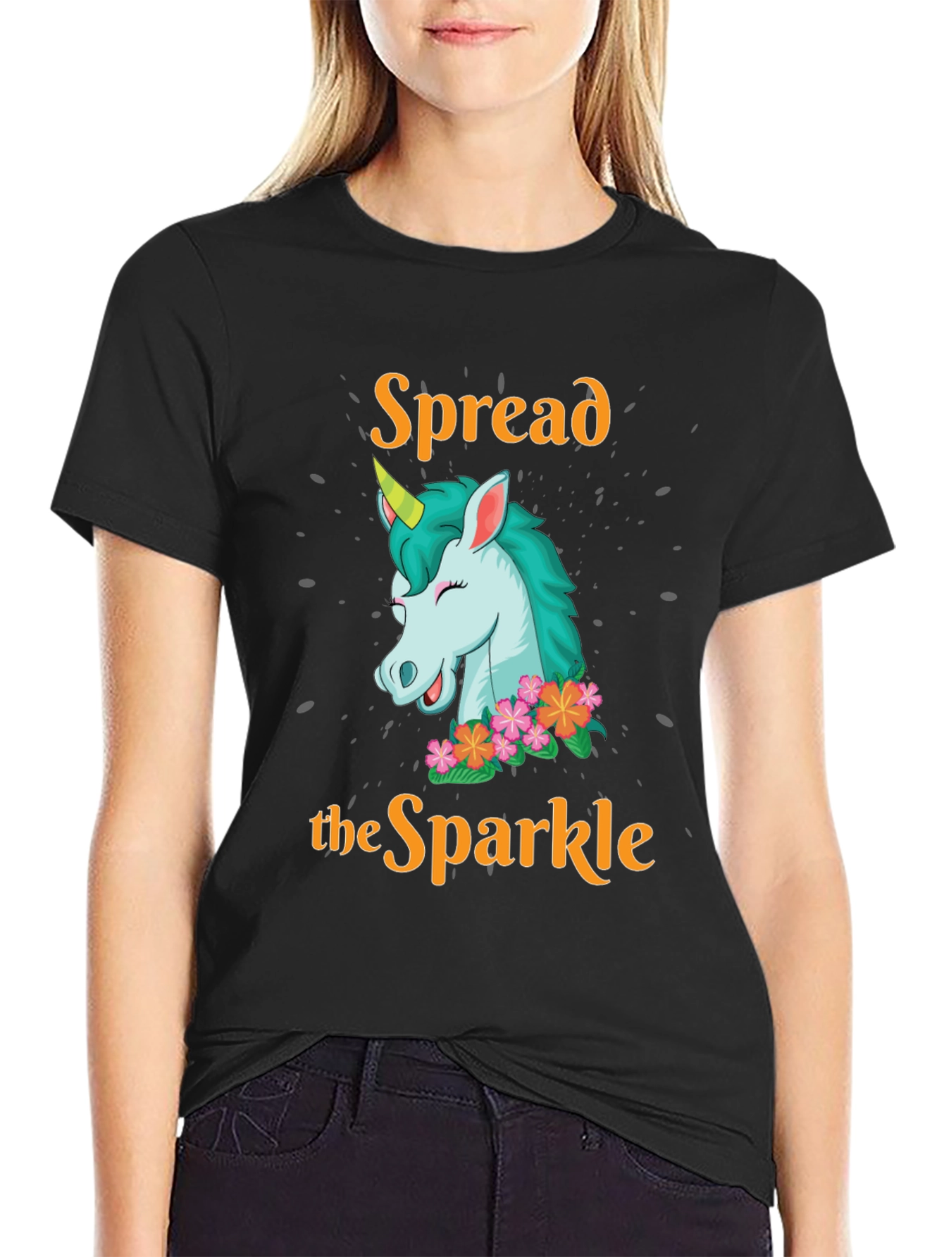 Black Spread the Sparkle Unicorn T-Shirt view 2