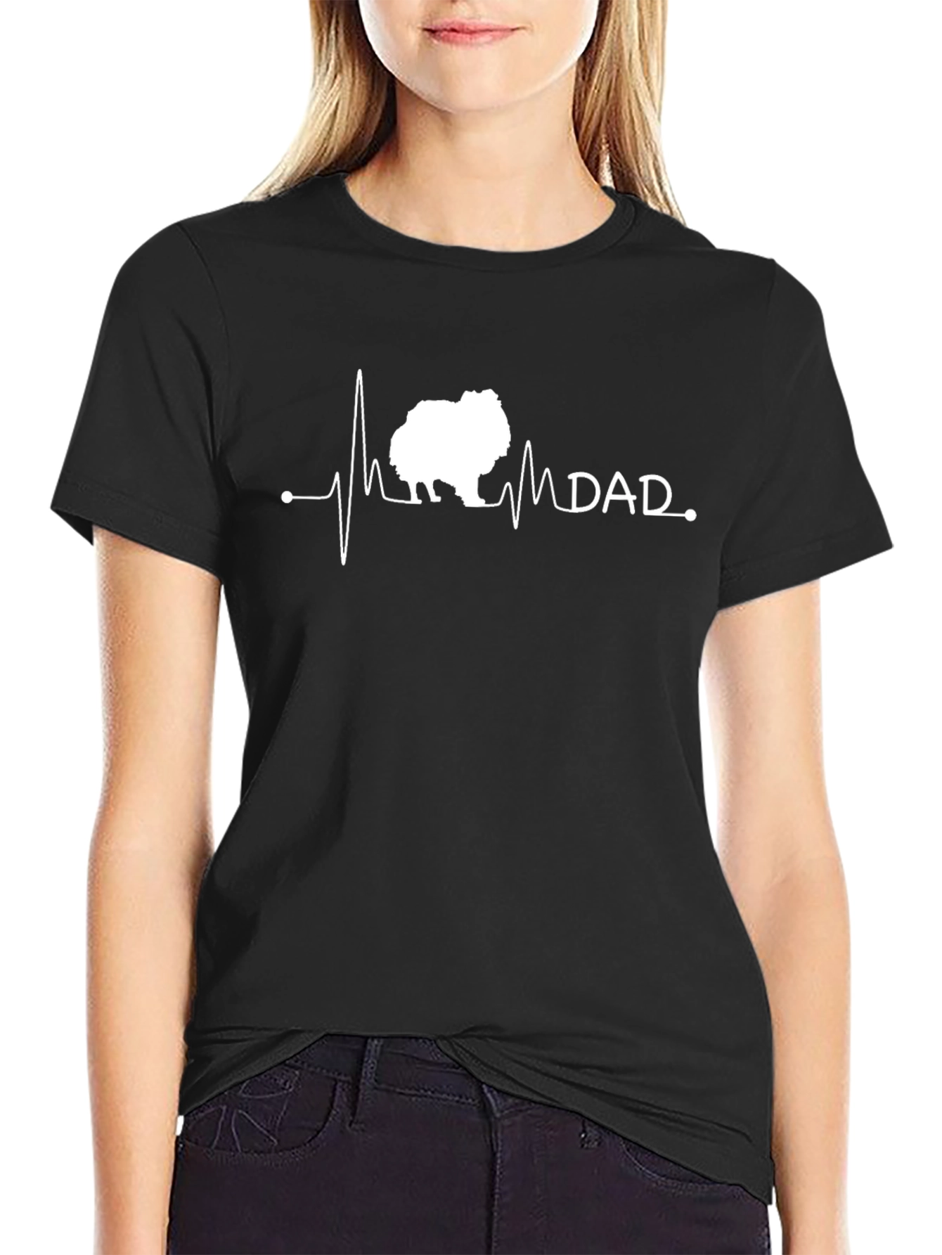 Black Dog Dad Heartbeat T-Shirt view 2