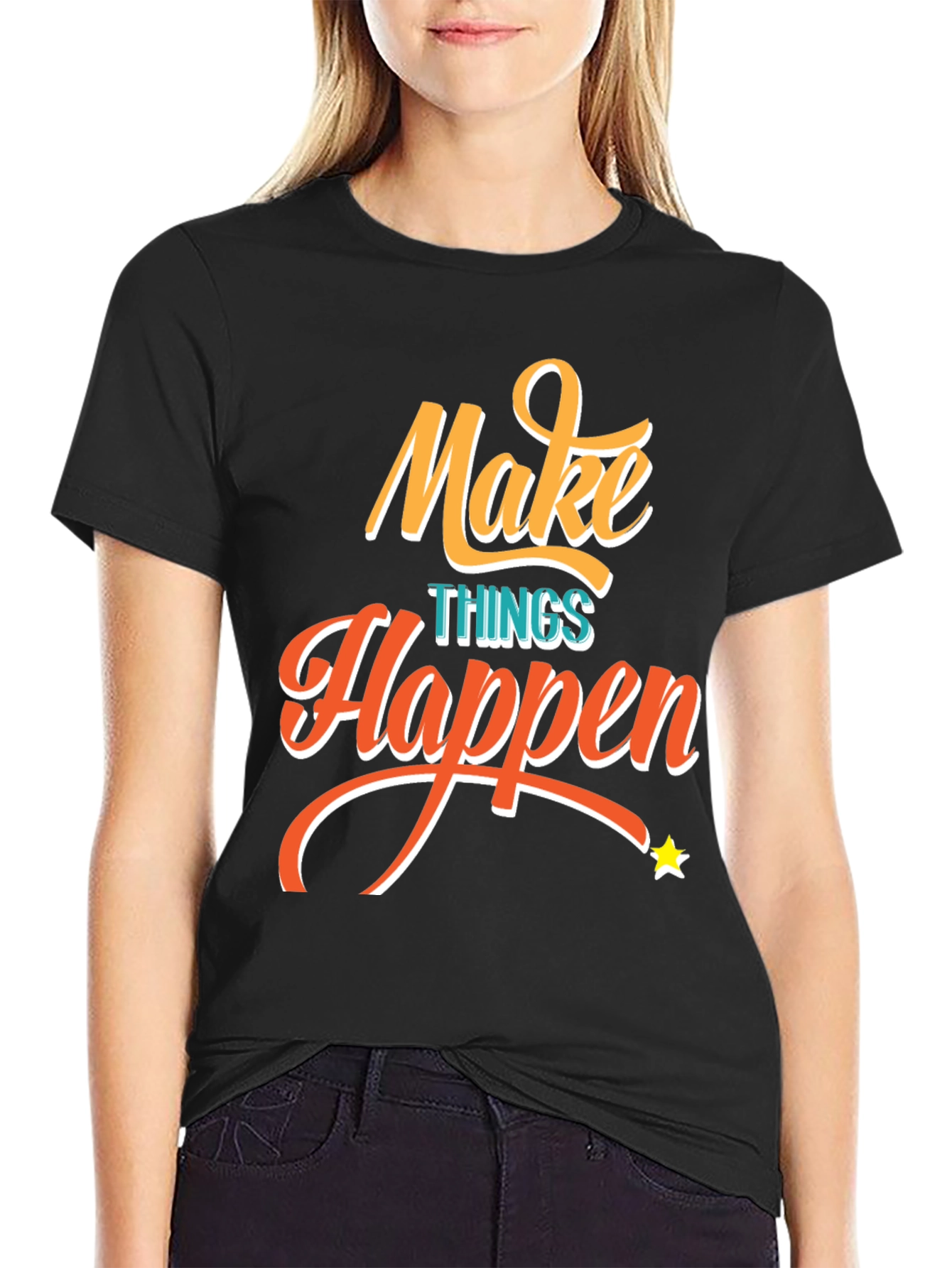 Black Make Things Happen Graphic Tee - Black T-Shirt view 2