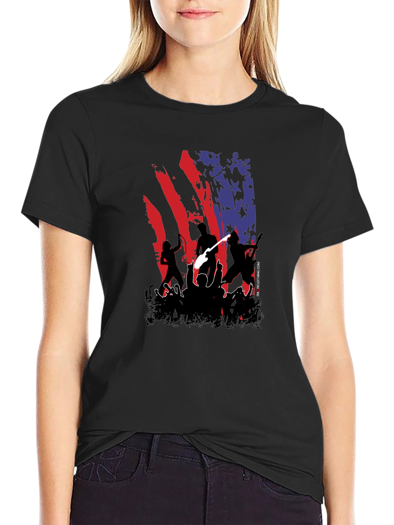 Black American Flag Concert Tee - Patriotic Rock view 2