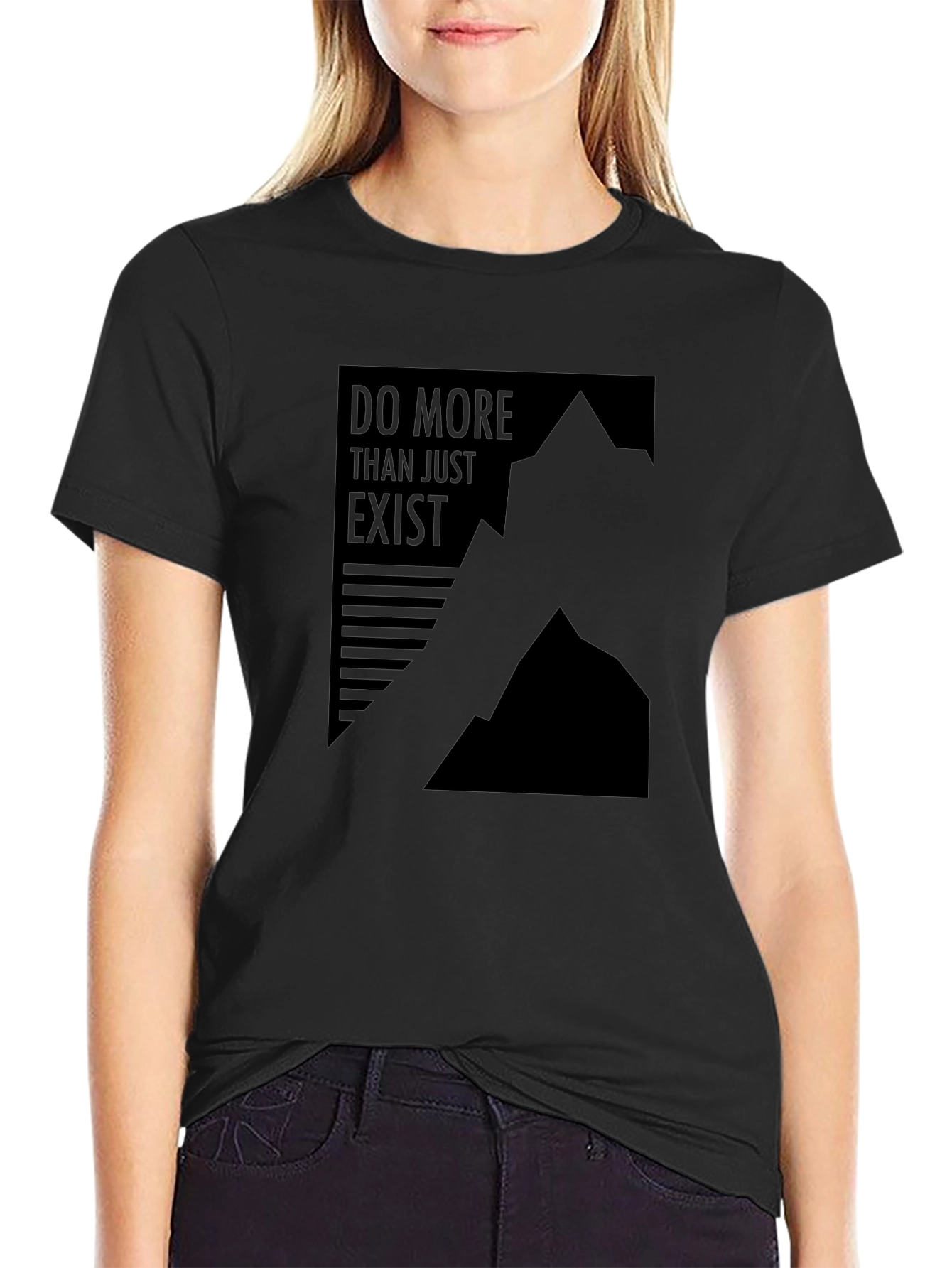 Black Motivational Graphic Tee - Do More Than Exist Black T-Shirt view 2