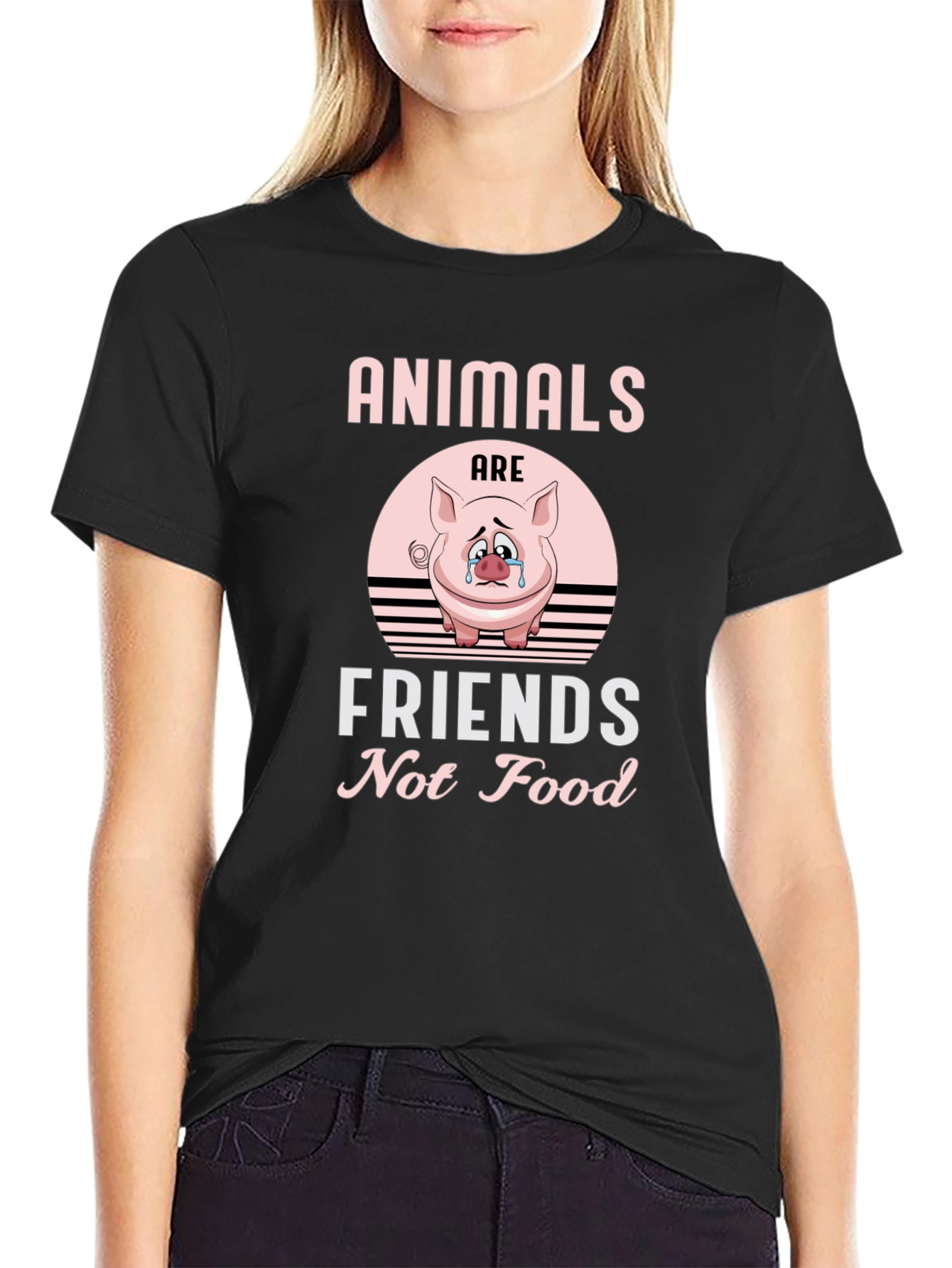 Black Animals Are Friends T-Shirt - Vegan Tee view 2