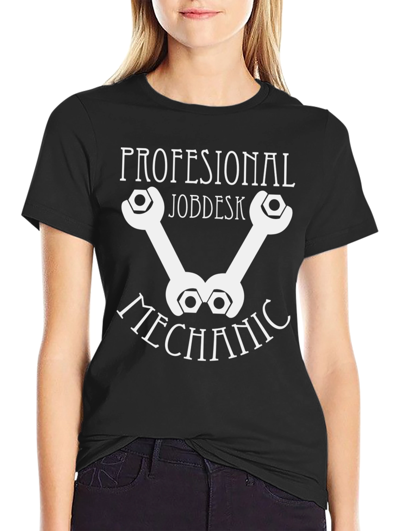 Black Profesional Jobdesk Mechanic T-Shirt view 2