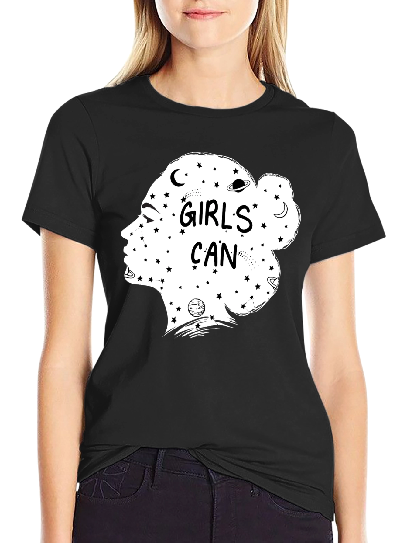 Black Girls Can Black T-Shirt - Empowering Graphic Tee view 2