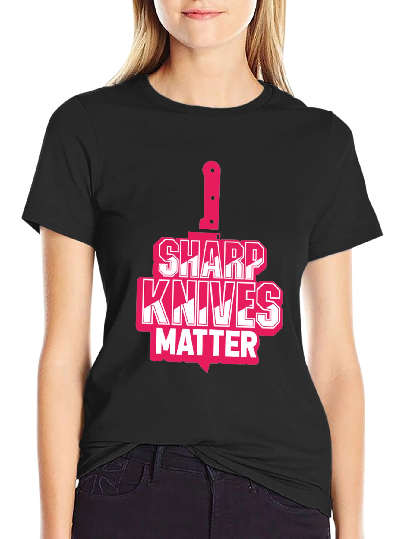 Black Sharp Knives Matter Graphic T-Shirt view 2
