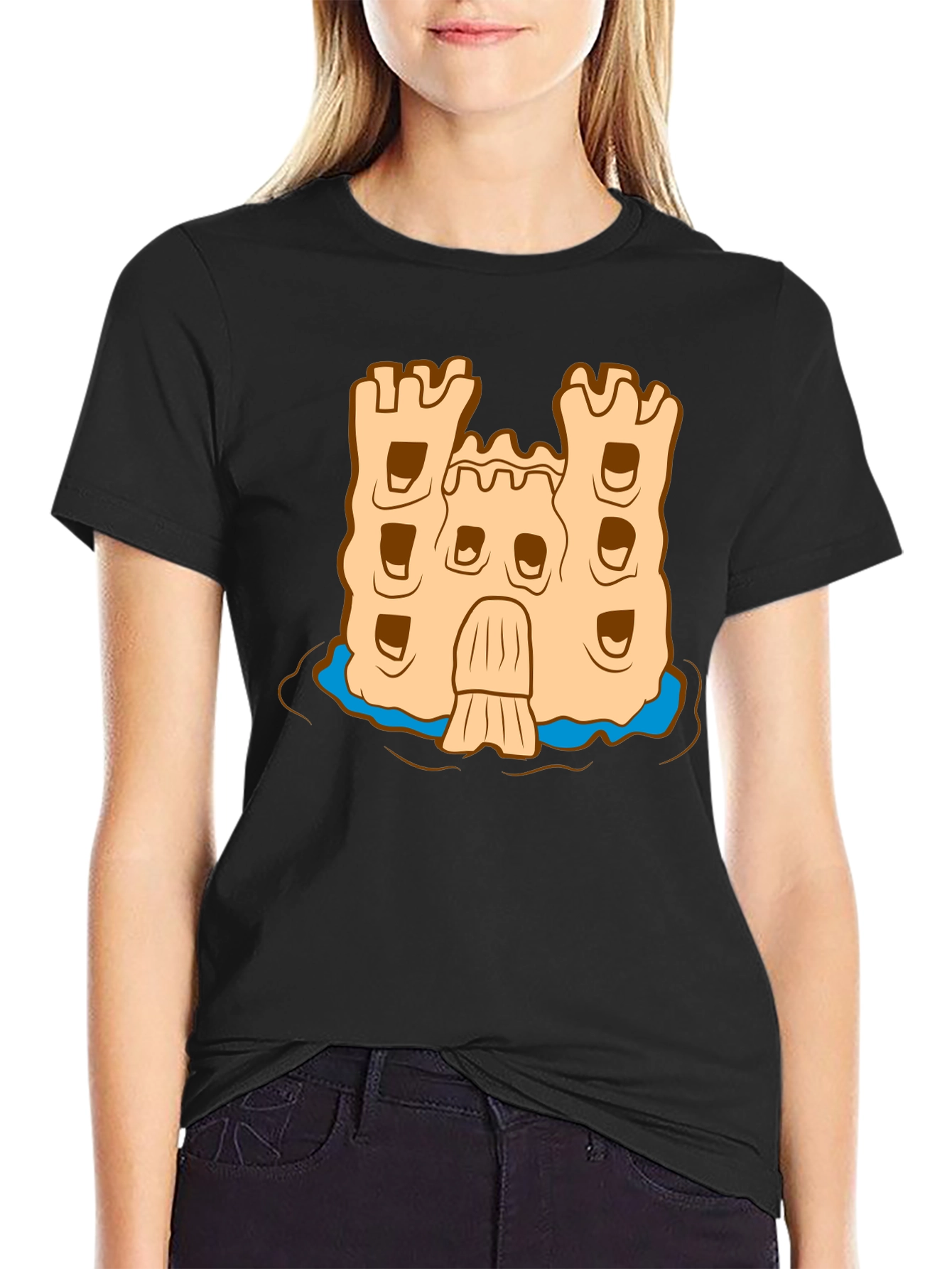 Black Sandcastle Graphic Tee - Beach Vibes view 2