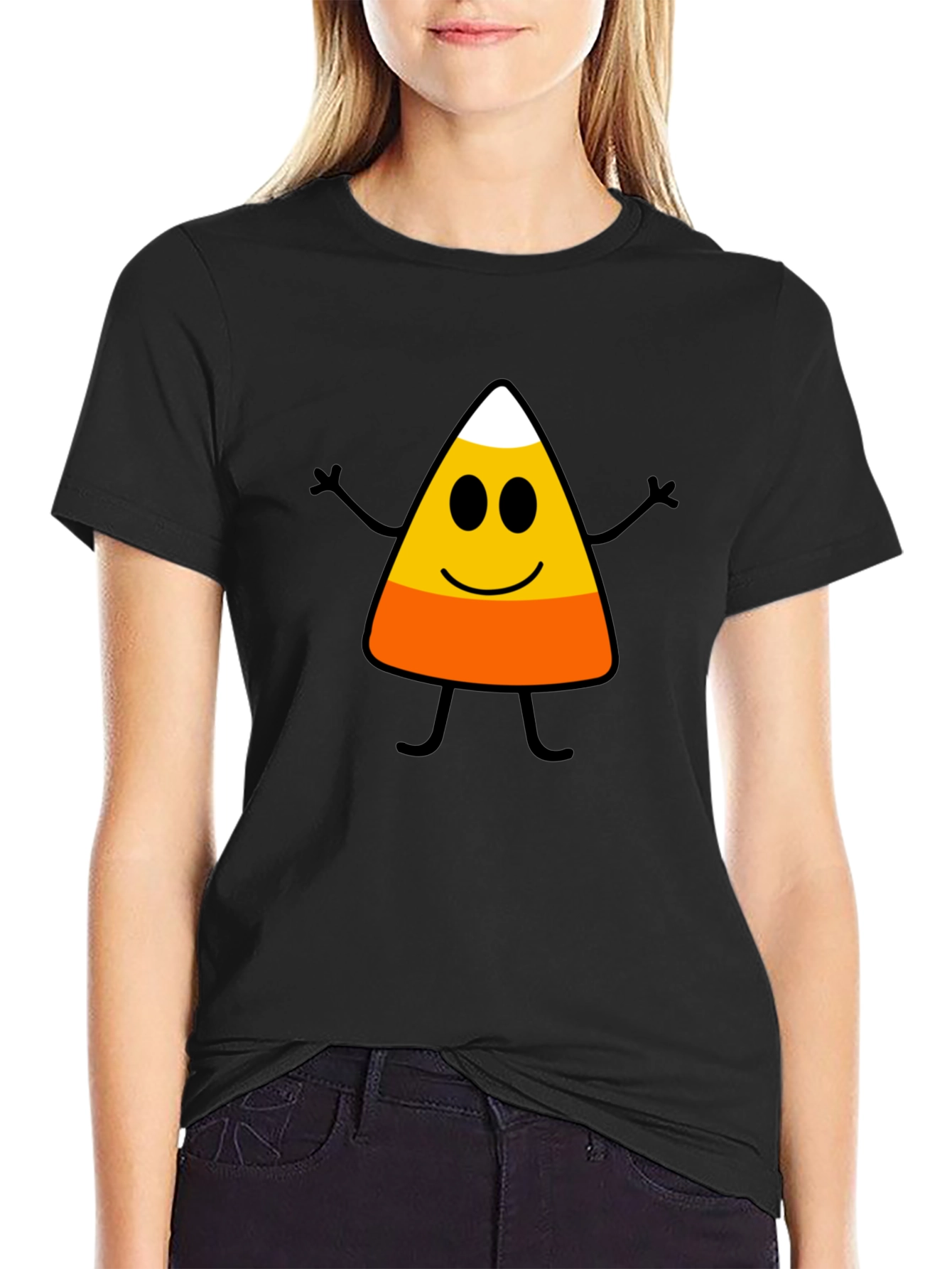 Black Funny Candy Corn Halloween Graphic T-Shirt view 2