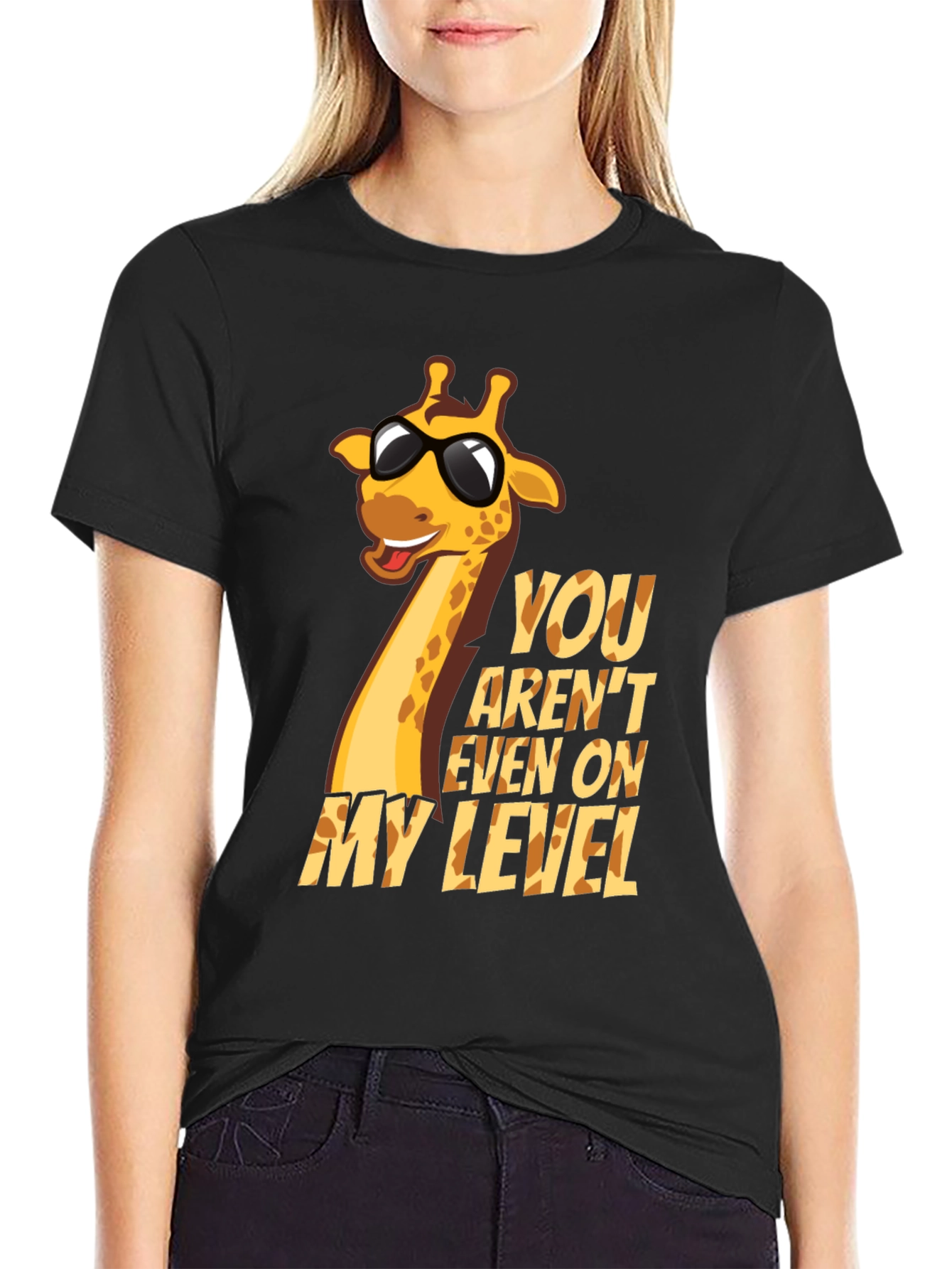 Black Giraffe Humor T-Shirt - You Aren't Even On My Level view 2