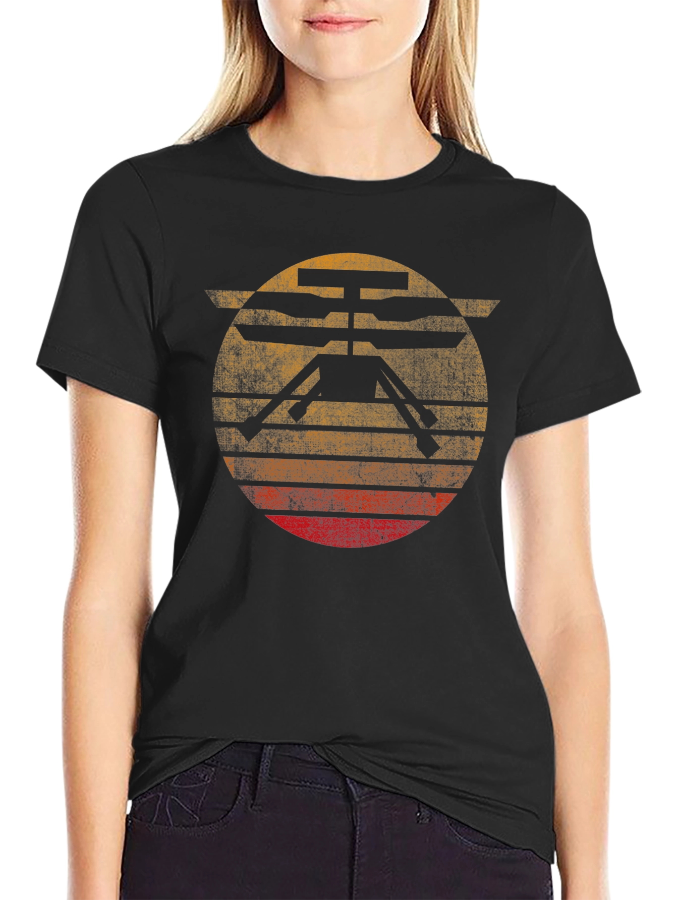 Black Mars Helicopter T-Shirt - Retro Style view 2