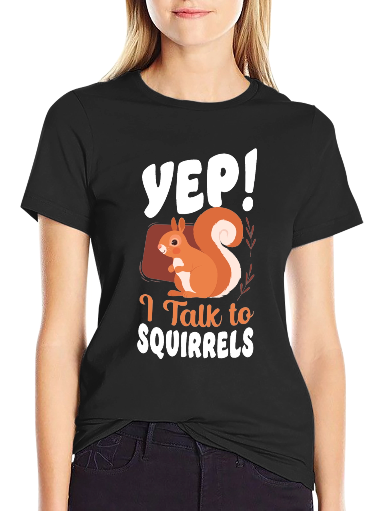 Black Yep! I Talk to Squirrels T-Shirt Funny Squirrel Lover Tee view 2