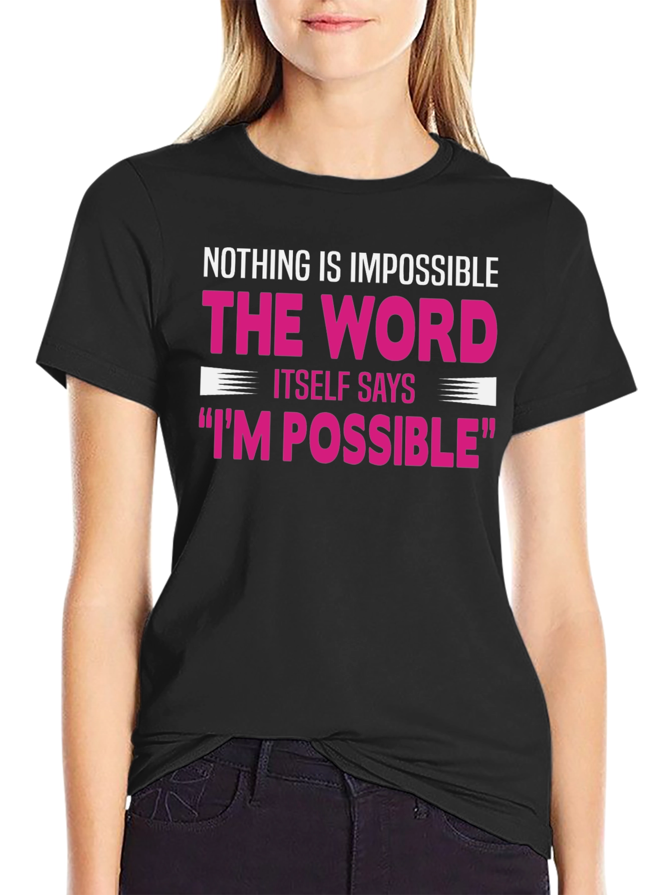 Black Motivational Graphic Tee - Nothing Is Impossible view 2