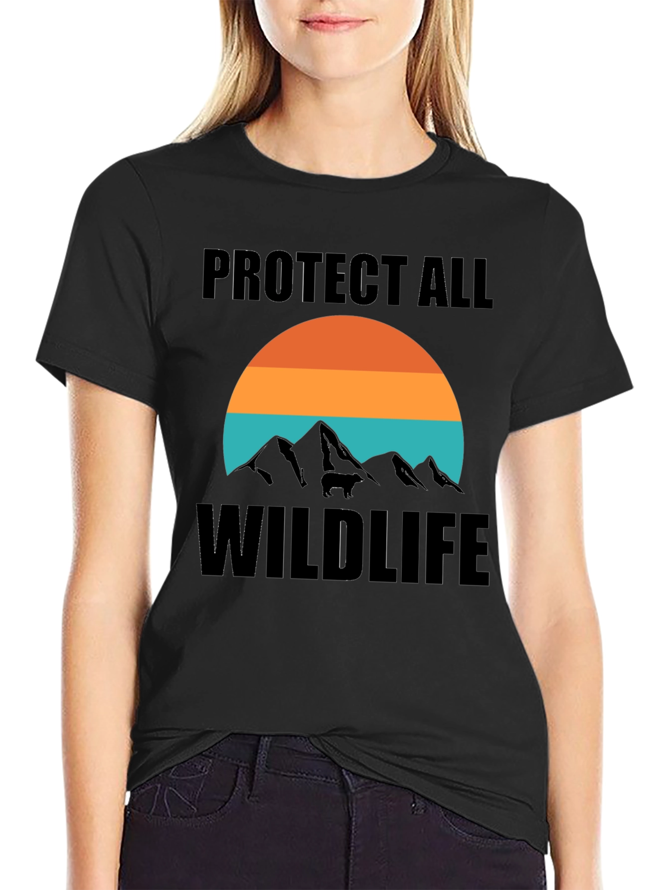 Black Protect All Wildlife Tee view 2