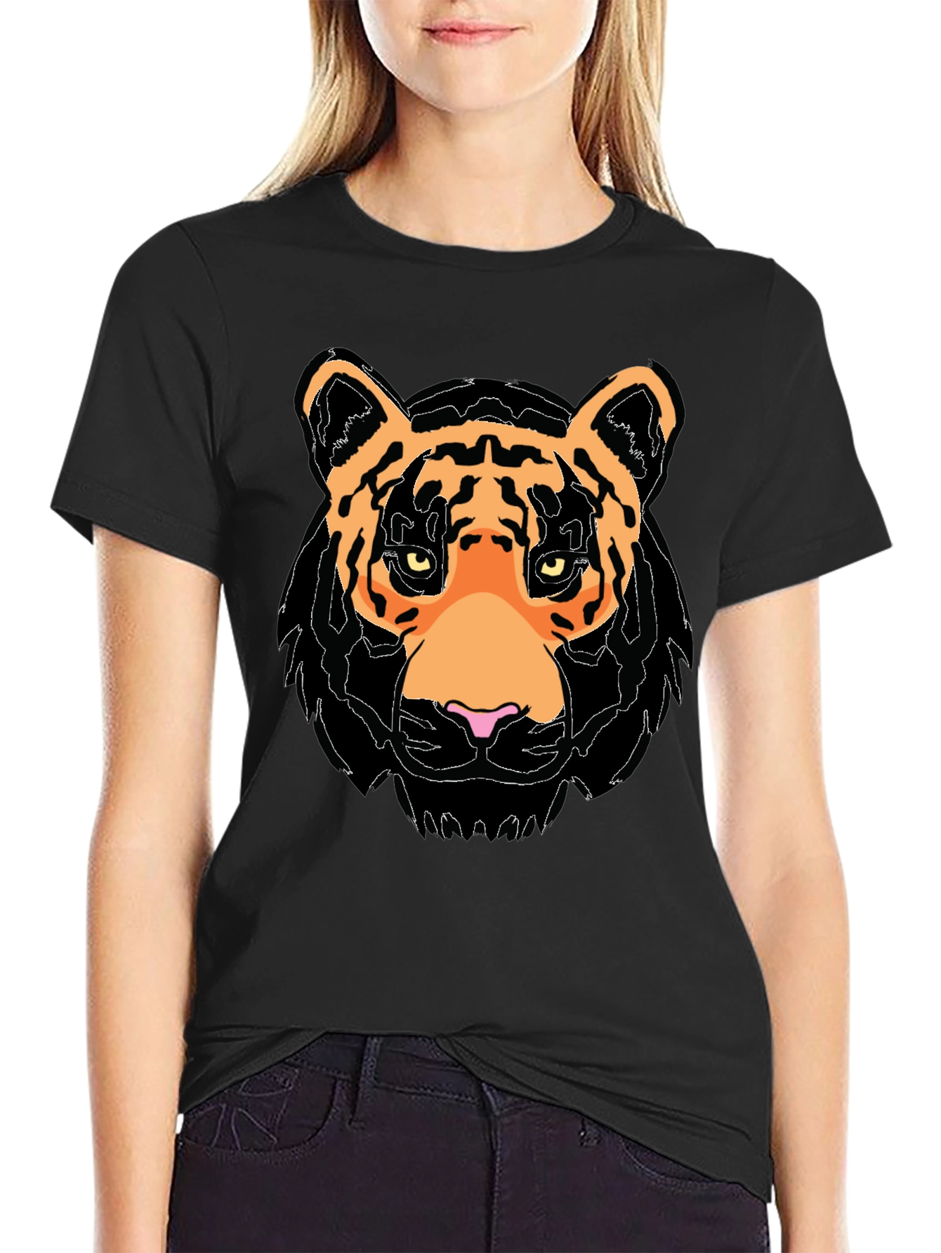 Black Tiger Graphic Black T-Shirt view 2