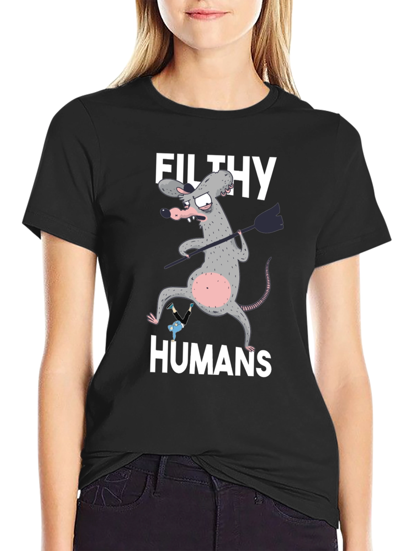 Black Filthy Humans Graphic T-Shirt view 2
