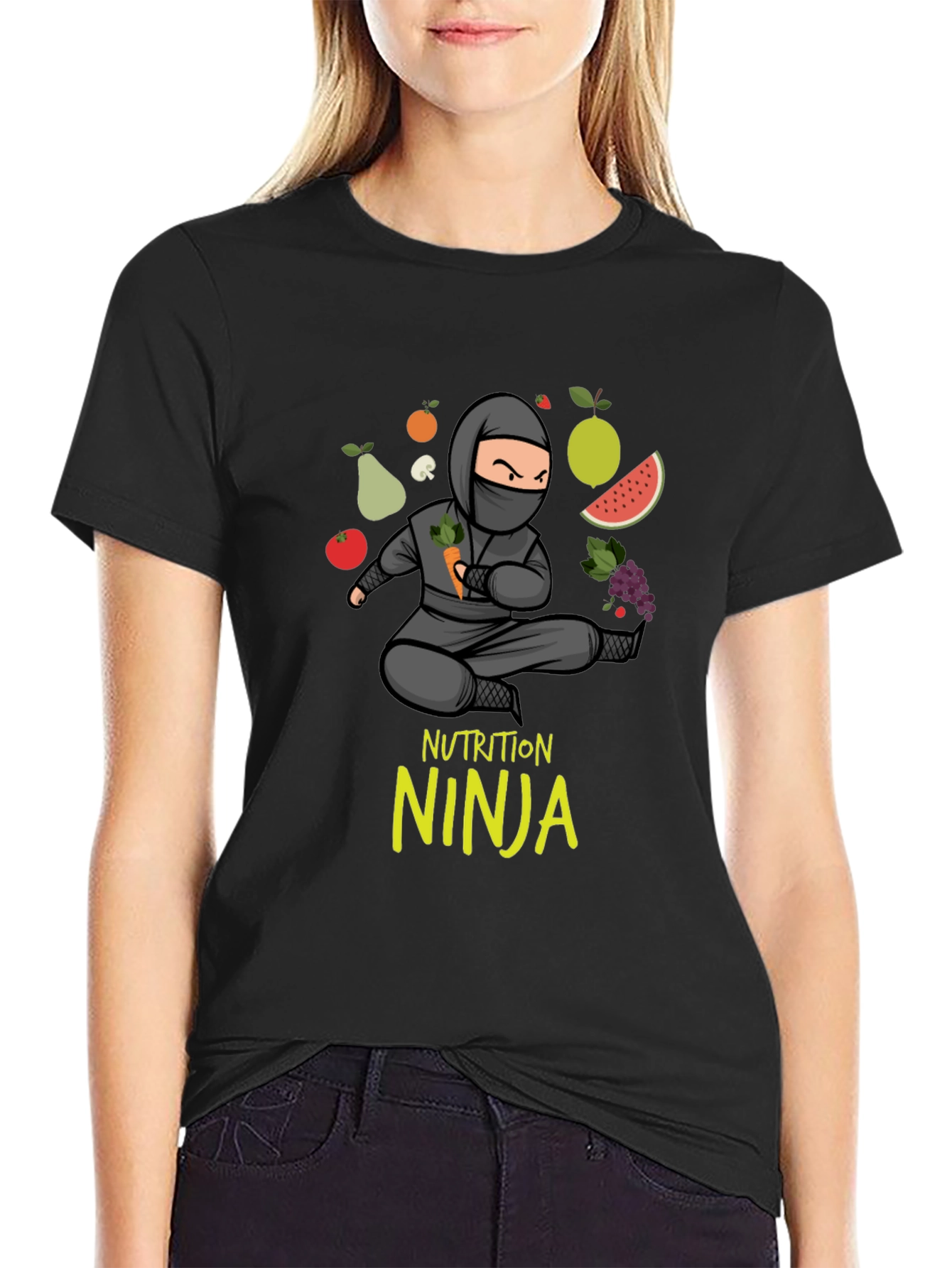 Black Nutrition Ninja T-Shirt - Healthy Eating Tee view 2