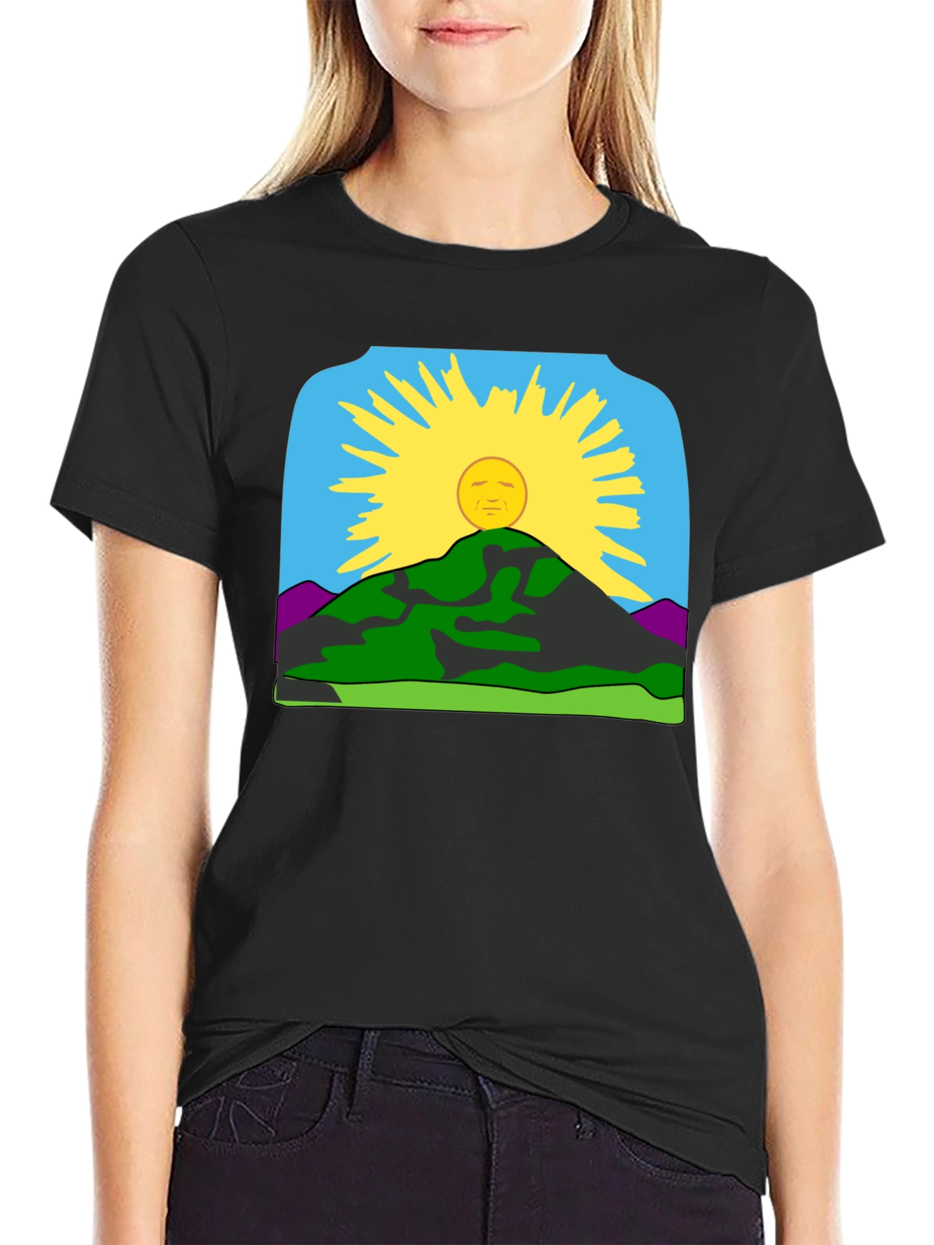 Black Sunrise Mountain Graphic Tee - Black Casual Shirt view 2
