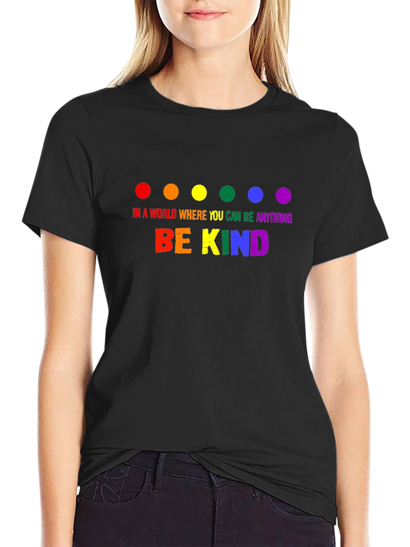 Black Be Kind Rainbow Graphic Tee view 2