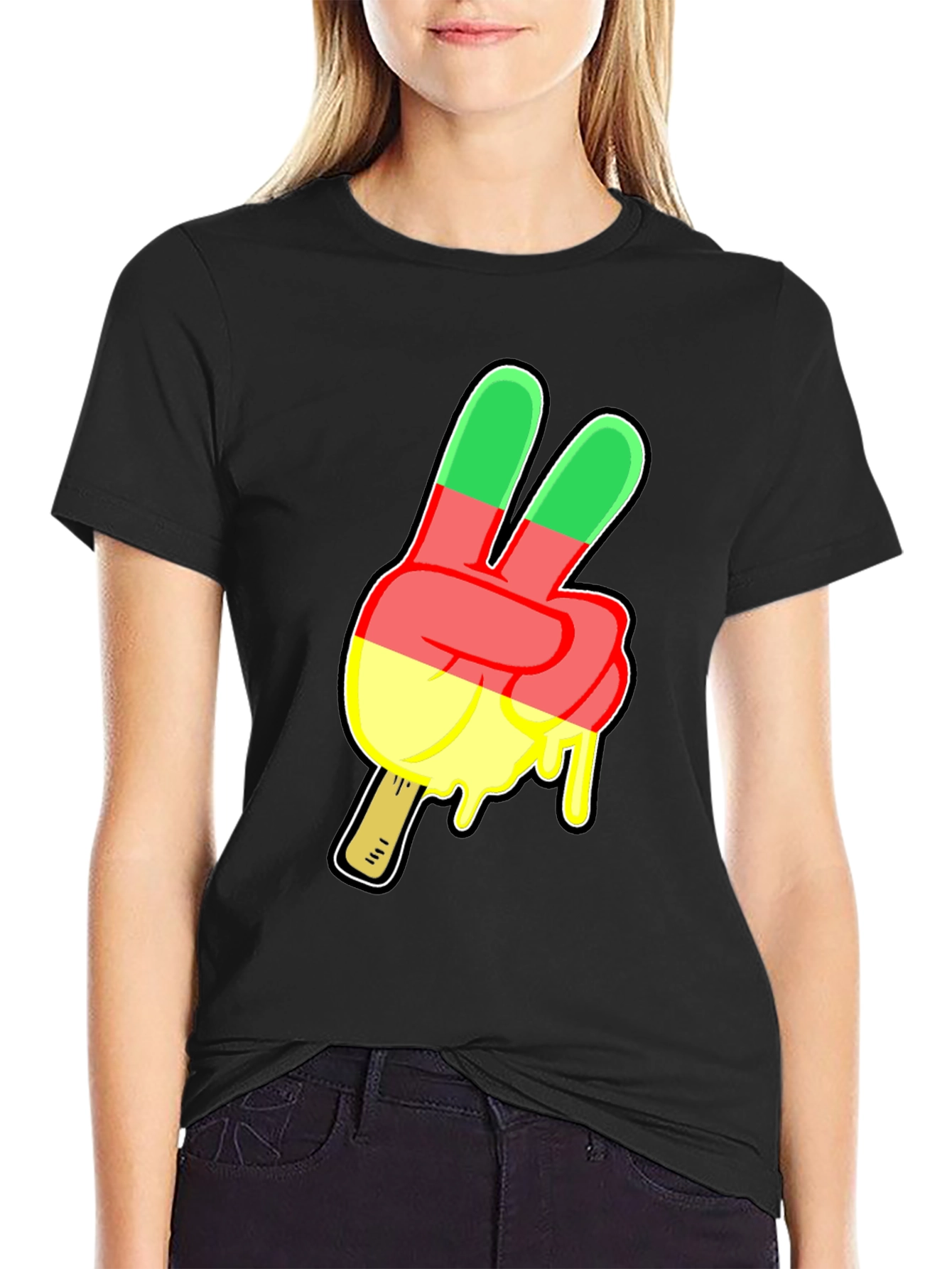 Black Peace Sign Ice Cream T-Shirt view 2