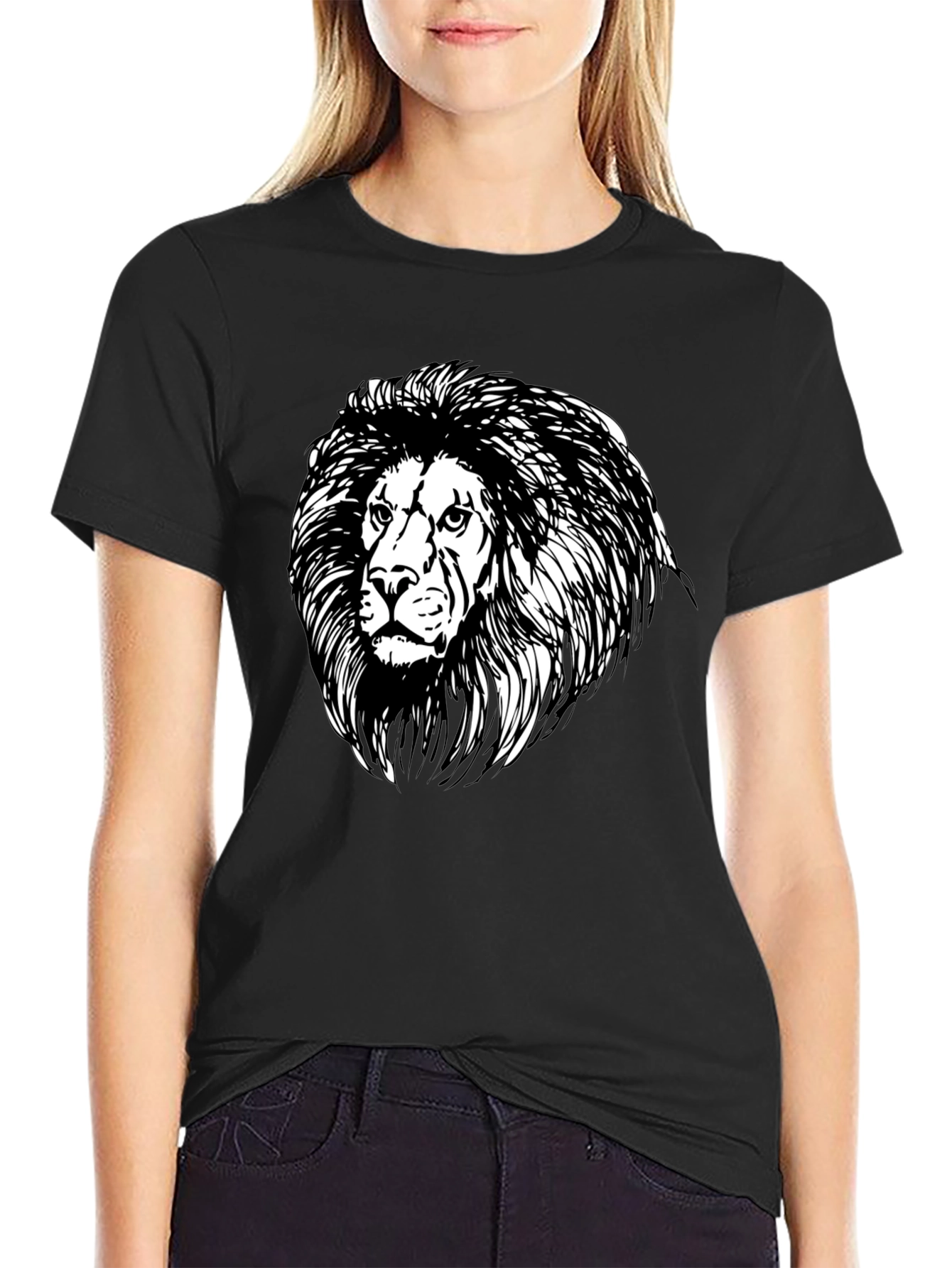 Black Lion Graphic Black Tee - Classic Style view 2