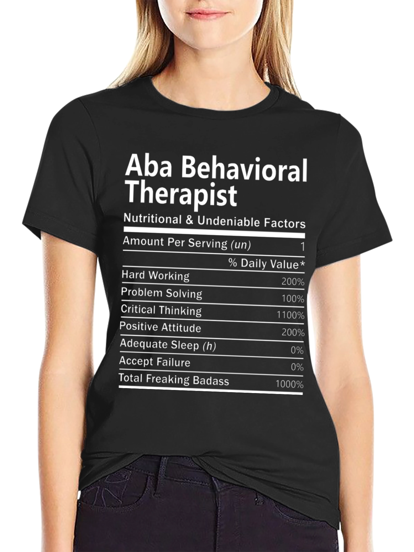 Black Aba Behavioral Therapist Nutritional Facts T-Shirt view 2
