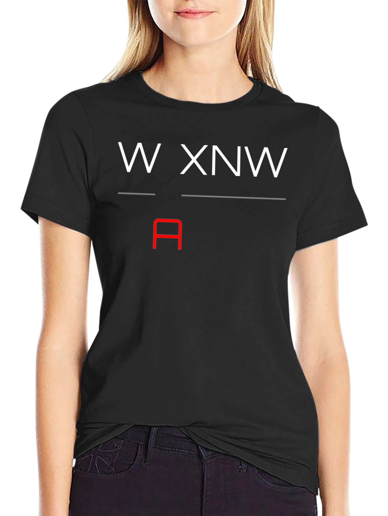 Black Modern Graphic Tee - "W XNW" Design view 2