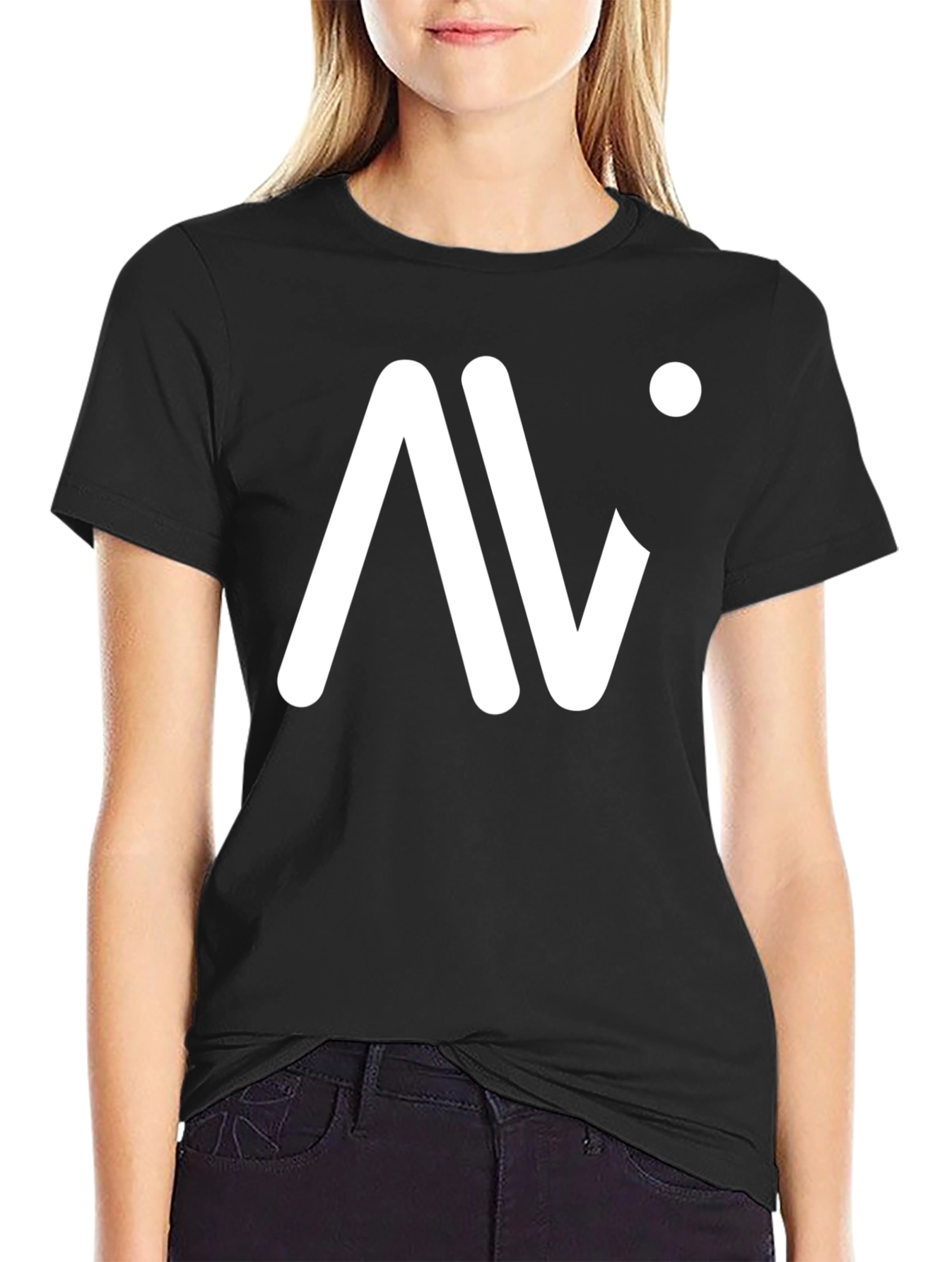 Black Modern Graphic Tee - Black Cotton Blend Casual Wear view 2