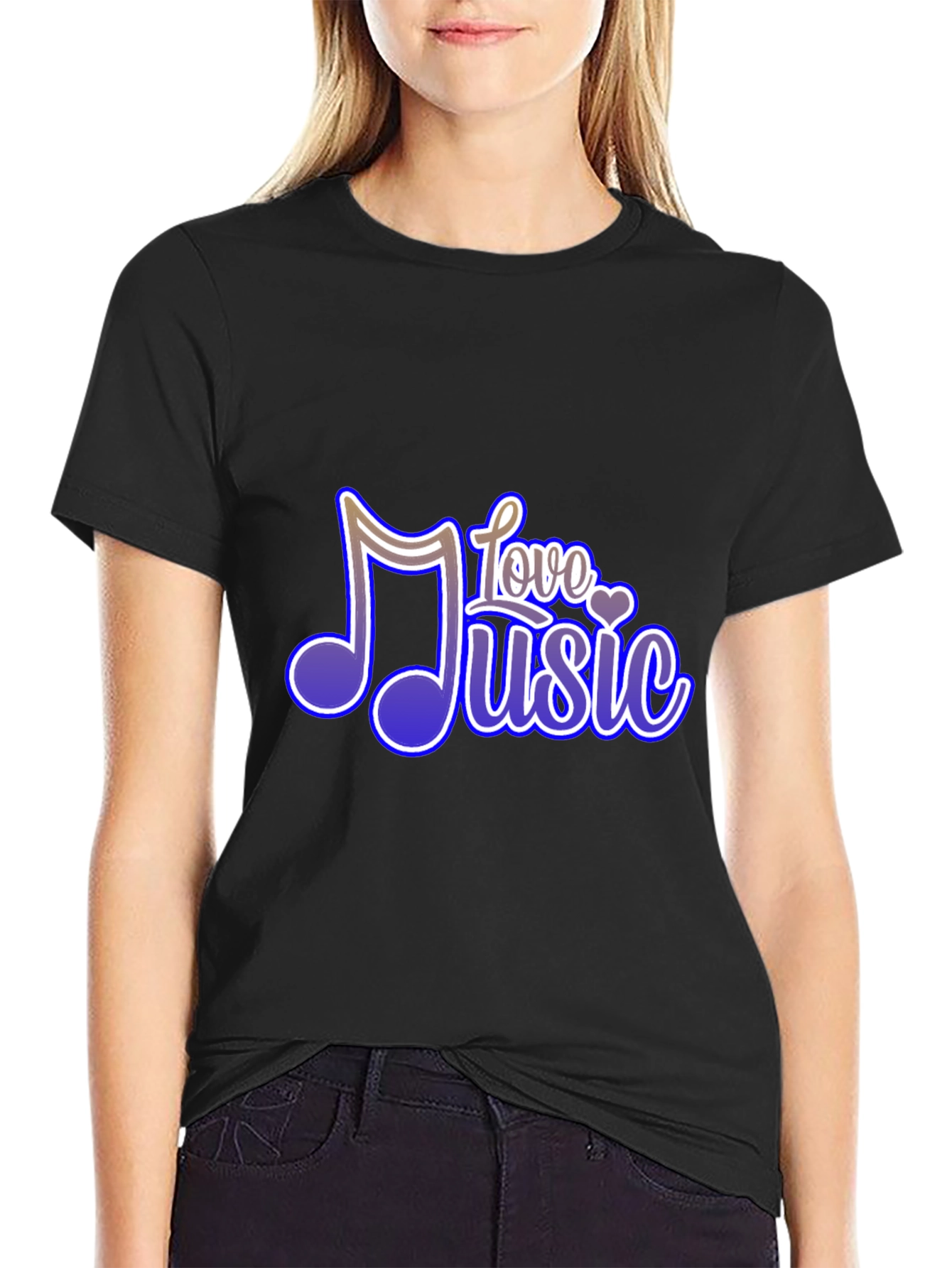 Black Love Music Graphic Tee - Soft Black T-Shirt view 2