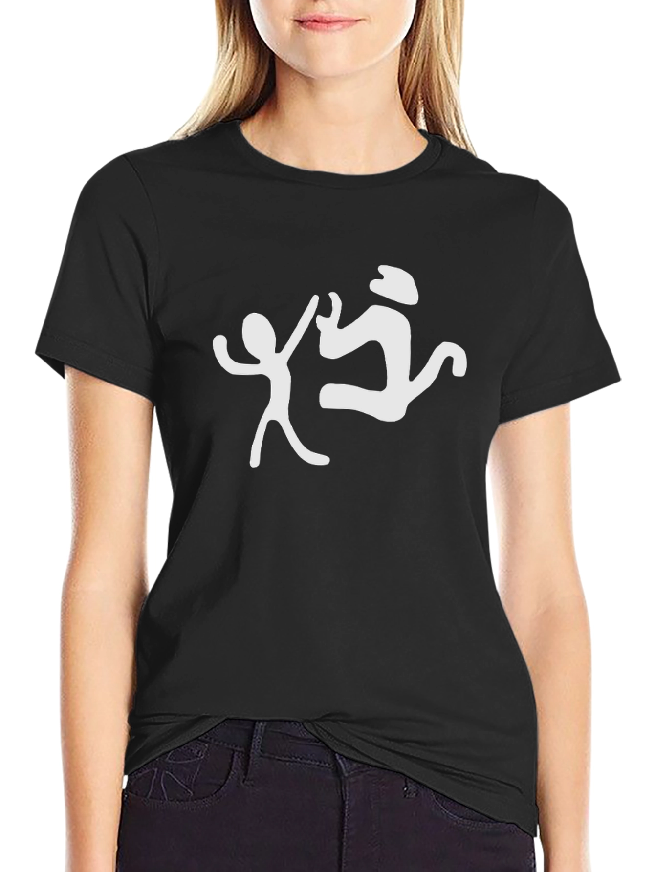 Black Funky Black Tee with Abstract Dancer Graphic view 2