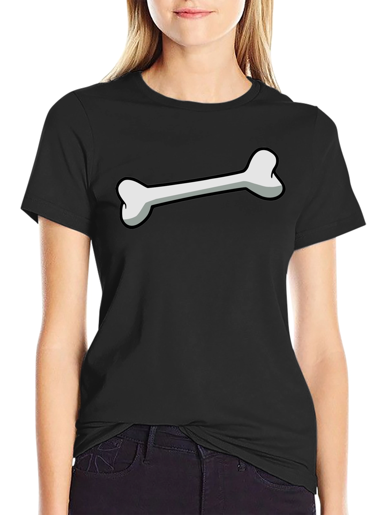 Black Bone Graphic Print Black T-Shirt view 2