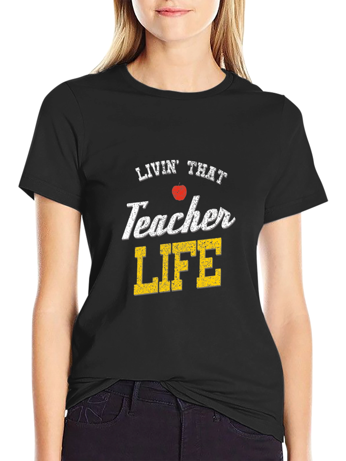 Black Livin' That Teacher Life T-Shirt view 2
