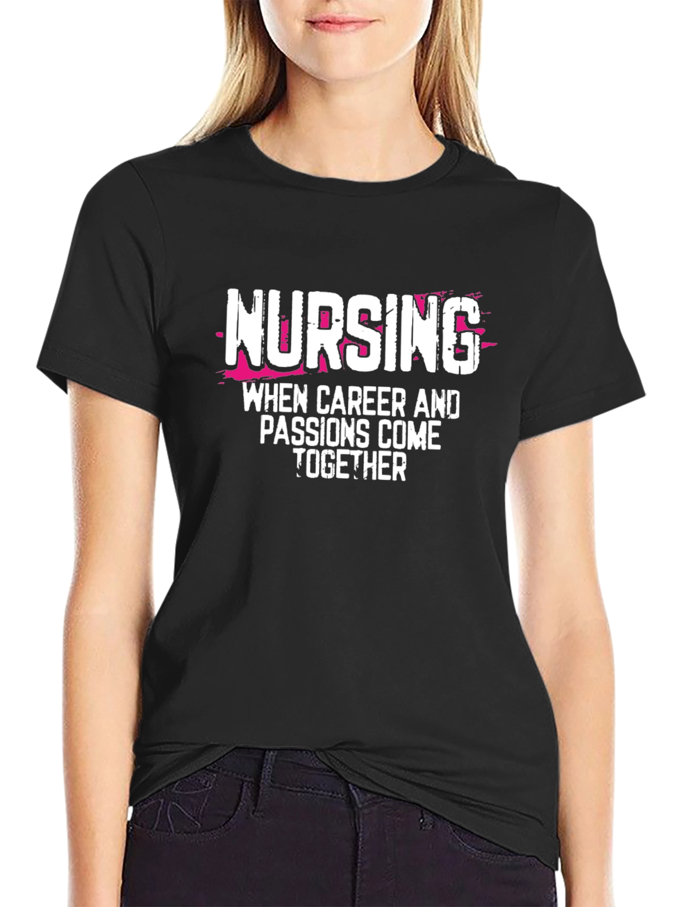Black Nursing Career T-Shirt view 2