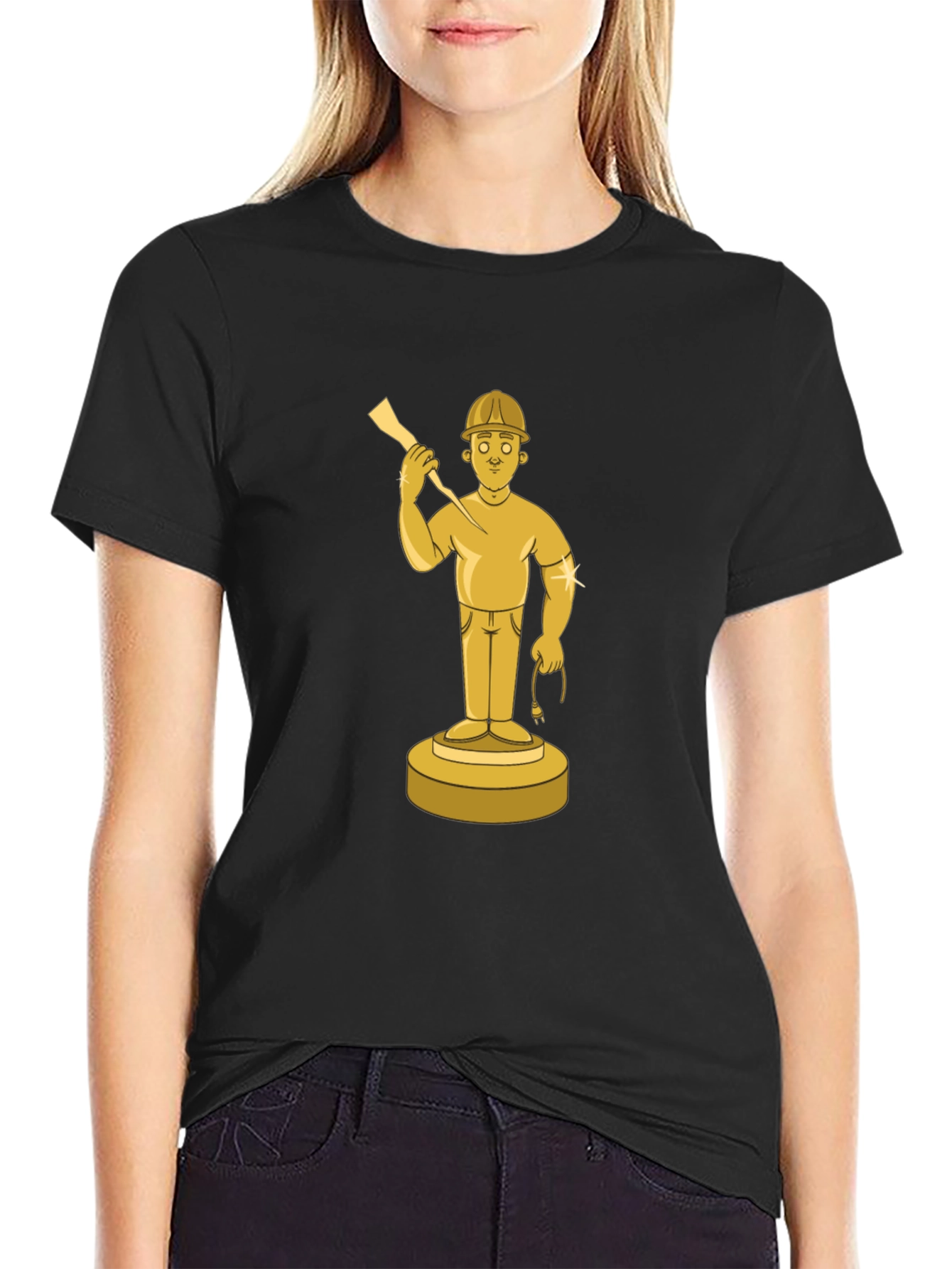 Black Golden Miner Graphic Tee - Black Cotton Shirt view 2