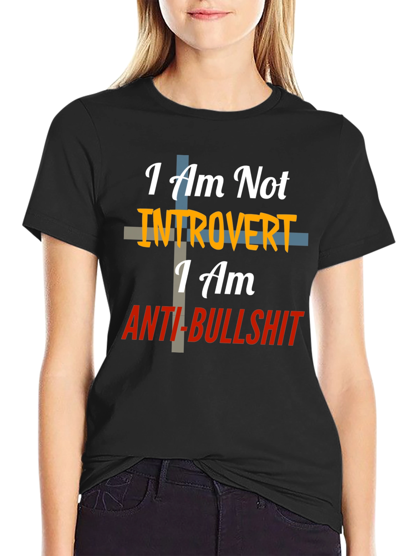 Black I Am Not Introvert T-Shirt view 2