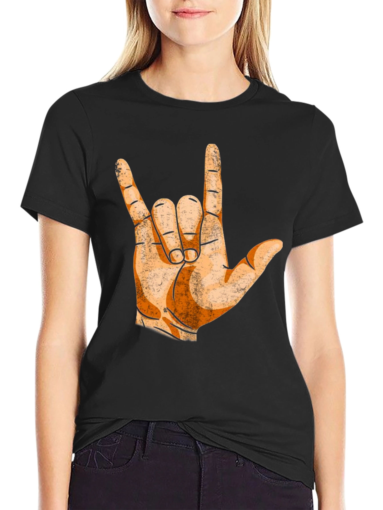 Black I Love You Hand Sign T-Shirt - Black view 2