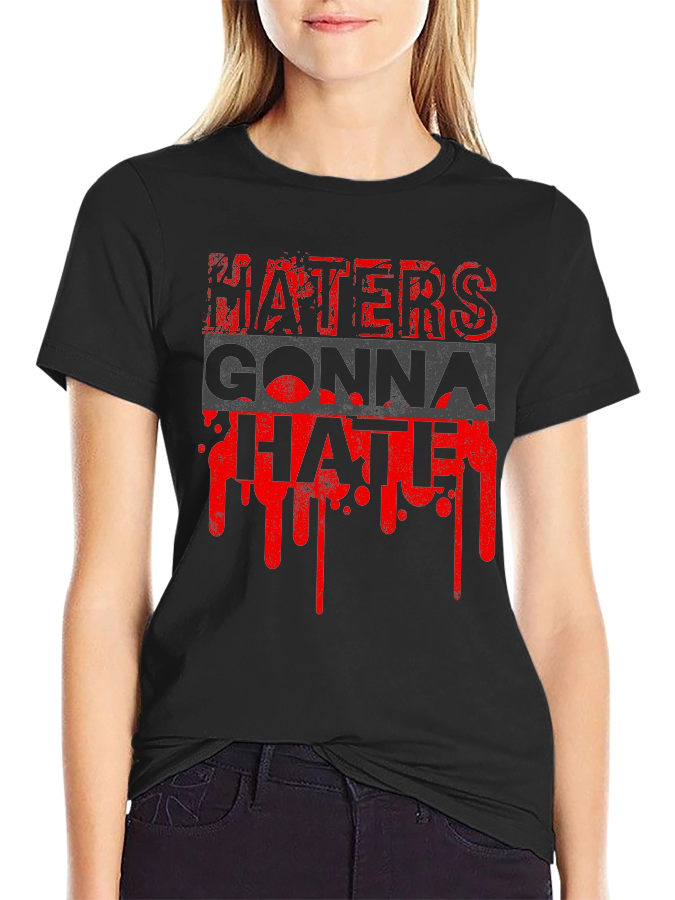 Black Haters Gonna Hate Graphic Tee - Men's Black T-Shirt view 2