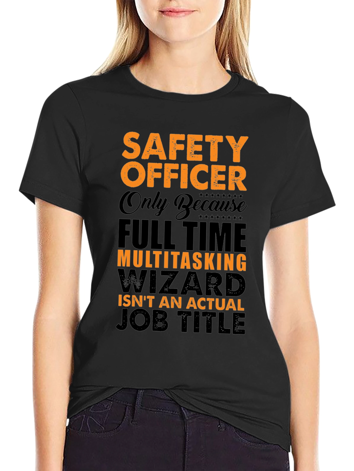Black Safety Officer Multitasking Wizard T-Shirt view 2