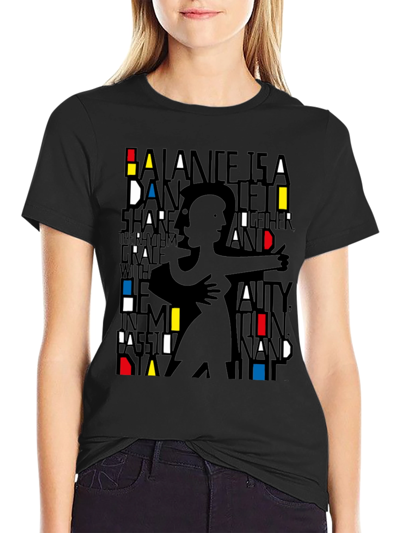 Black Modern Art Dance Silhouette Graphic Tee - Unisex view 2