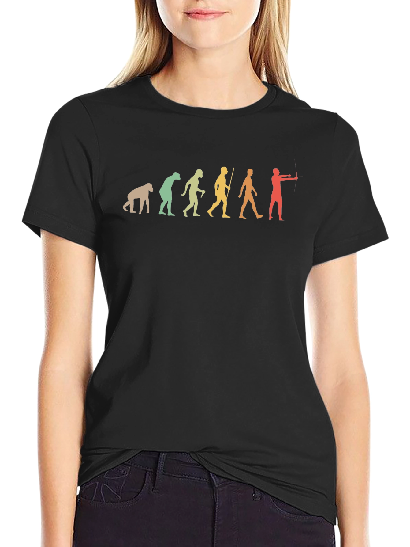 Black Evolution of Archery T-Shirt - Fun & Unique Design view 2
