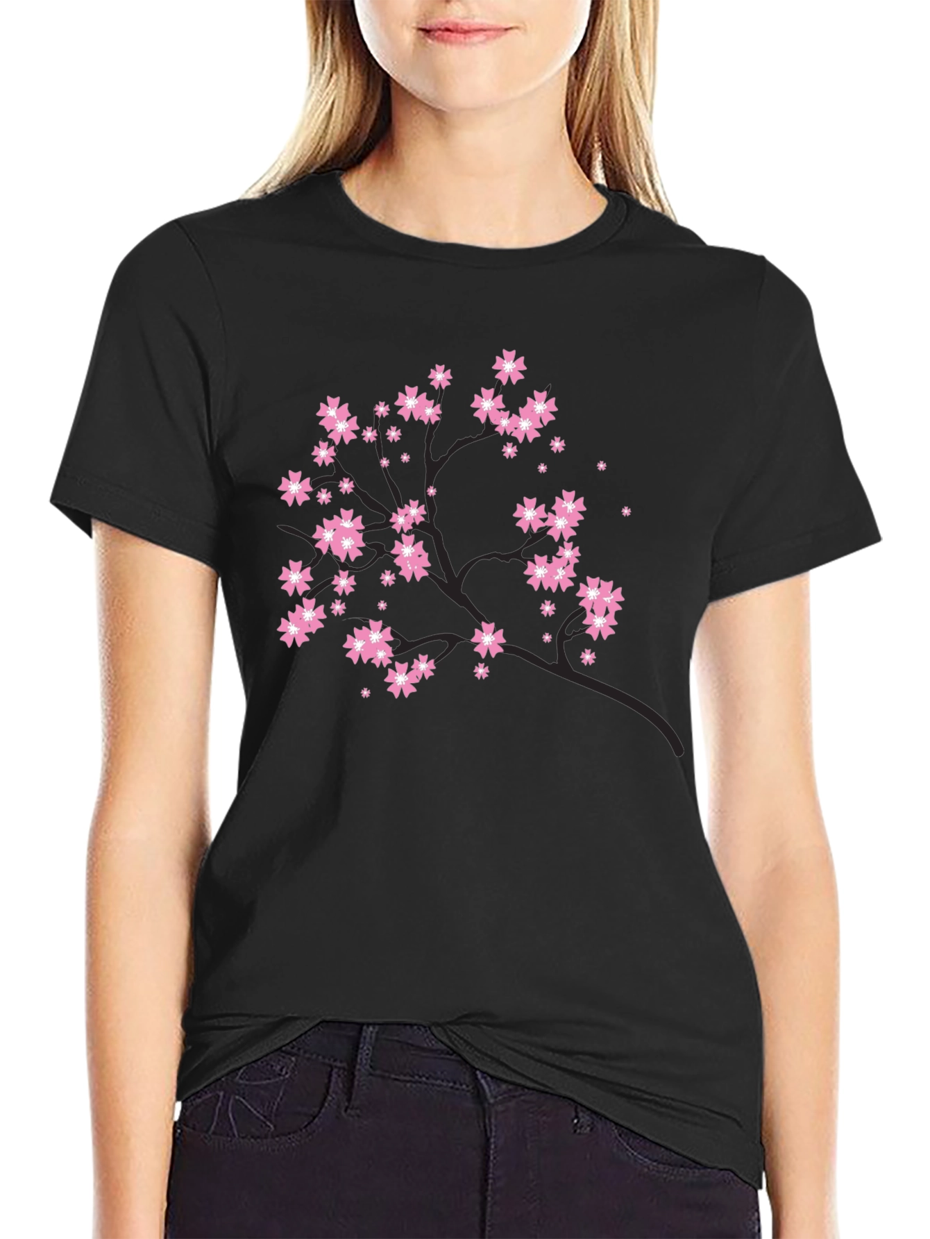 Black Blossom Tree Graphic Tee - Black view 2