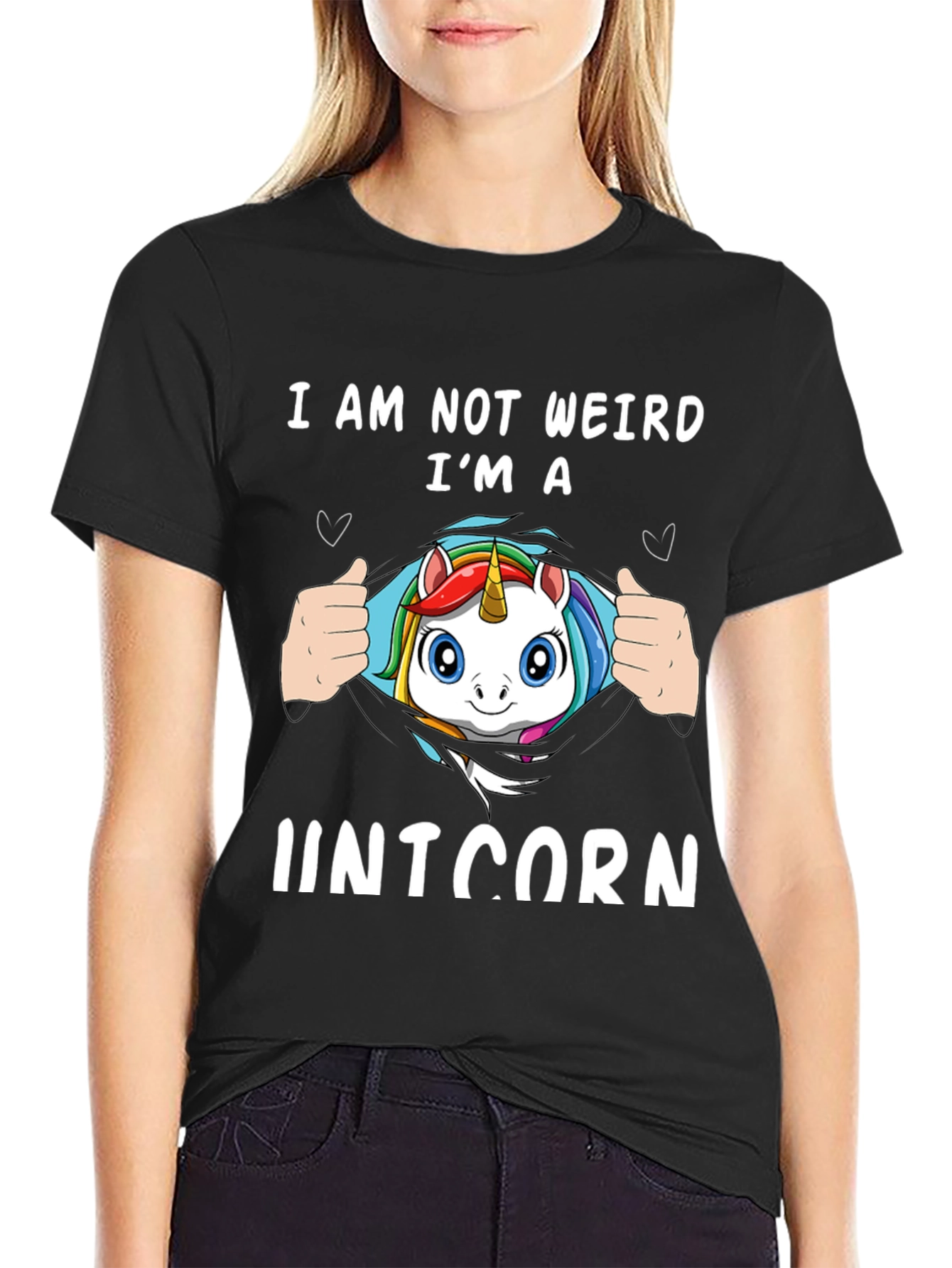 Black I'm a Unicorn Black T-Shirt view 2