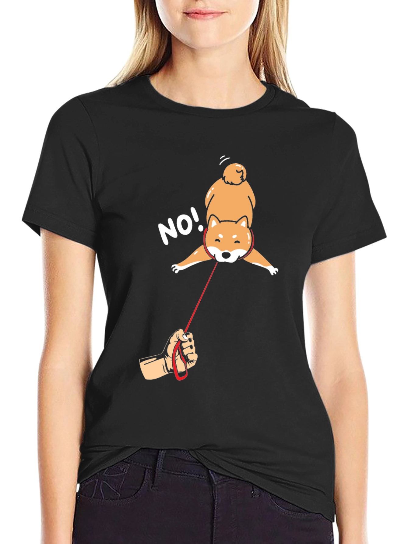 Black Stubborn Shiba Inu T-Shirt - Funny Dog Design view 2