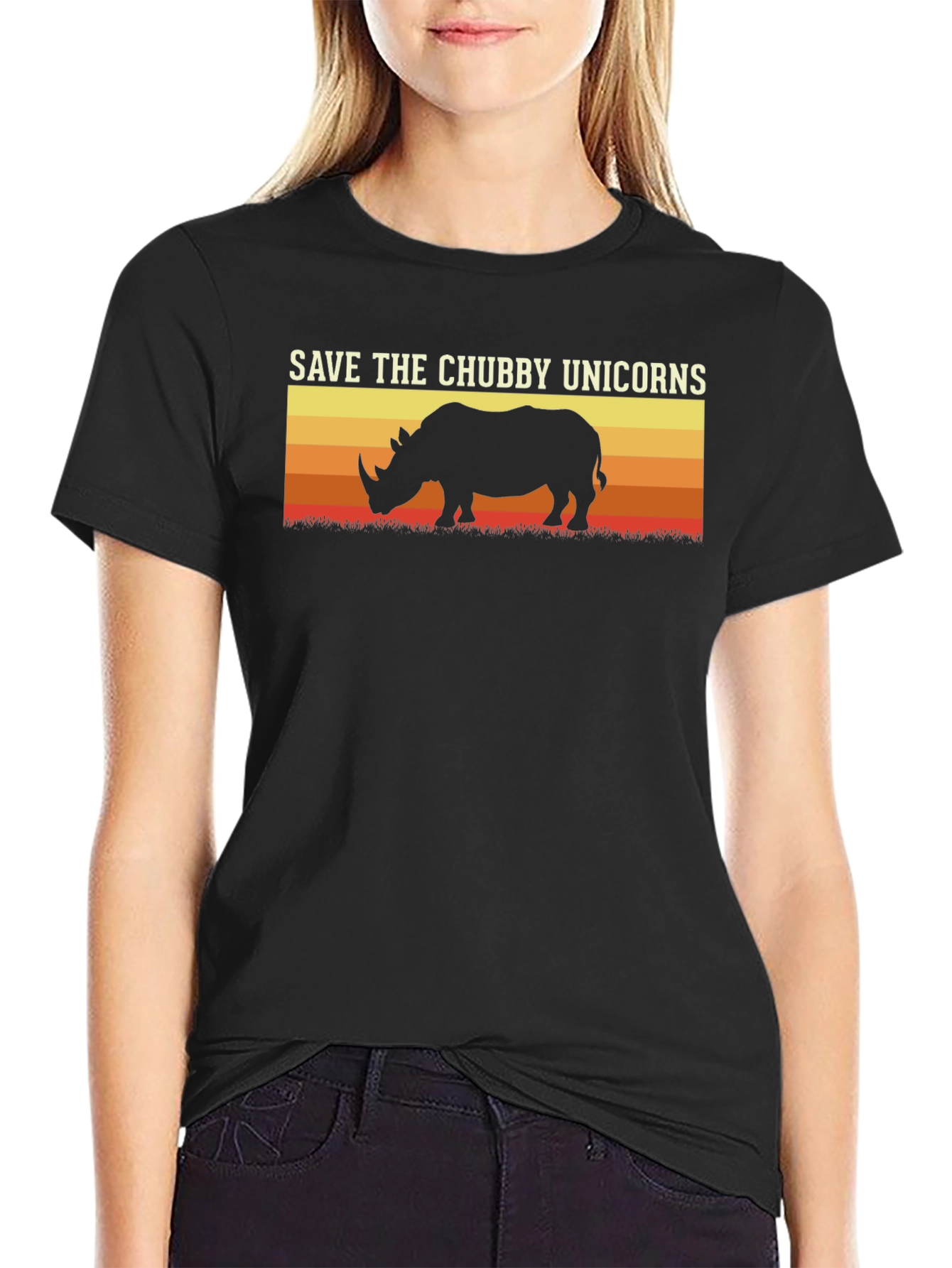 Black Save the Chubby Unicorns Graphic Tee view 2