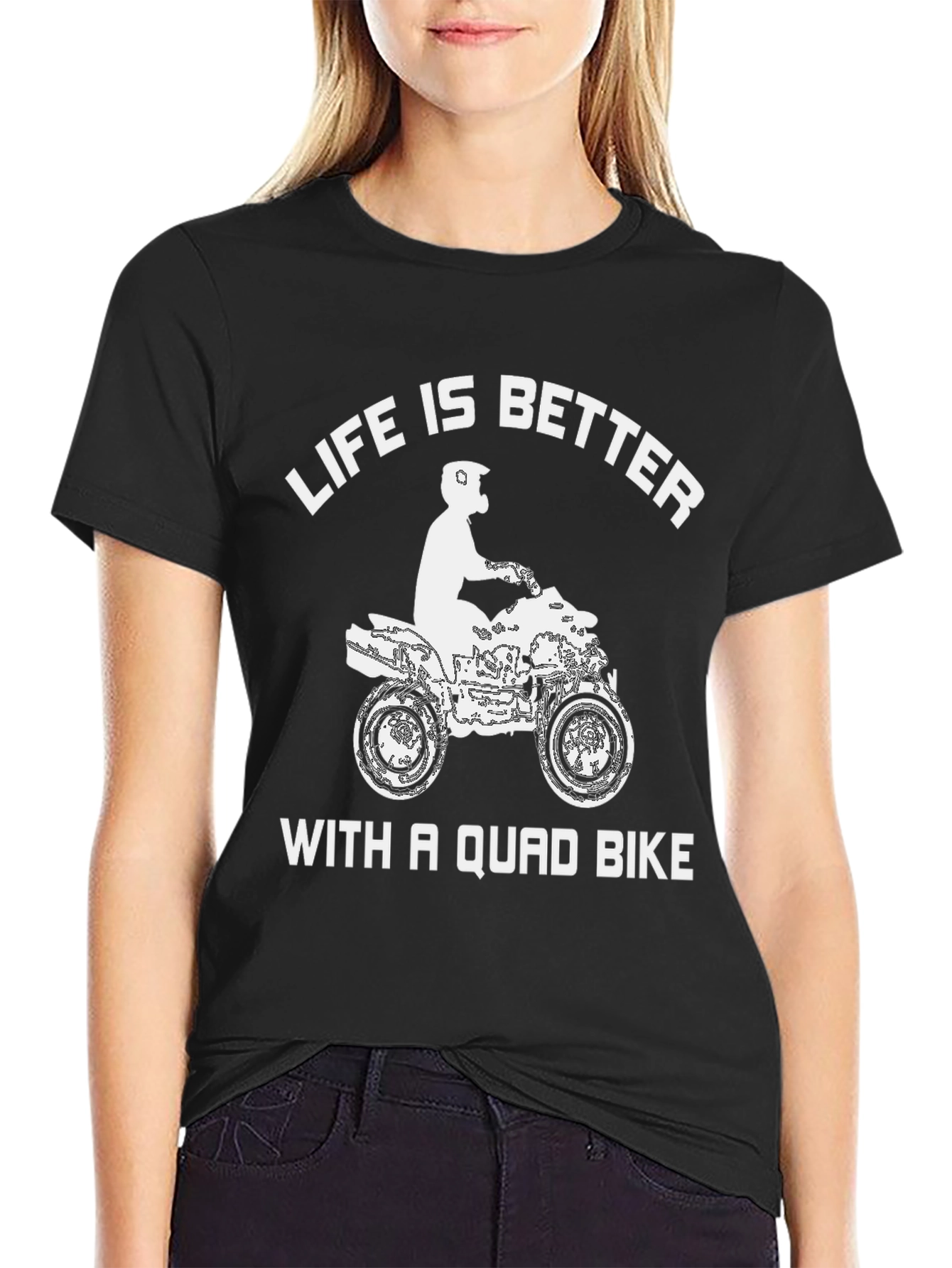 Black Life is Better with a Quad Bike Black T-Shirt view 2